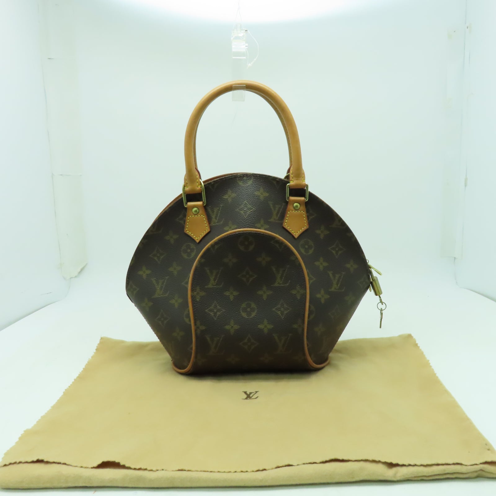LOUIS VUITTON Monogram Elipse PM金扣手挽袋啡色