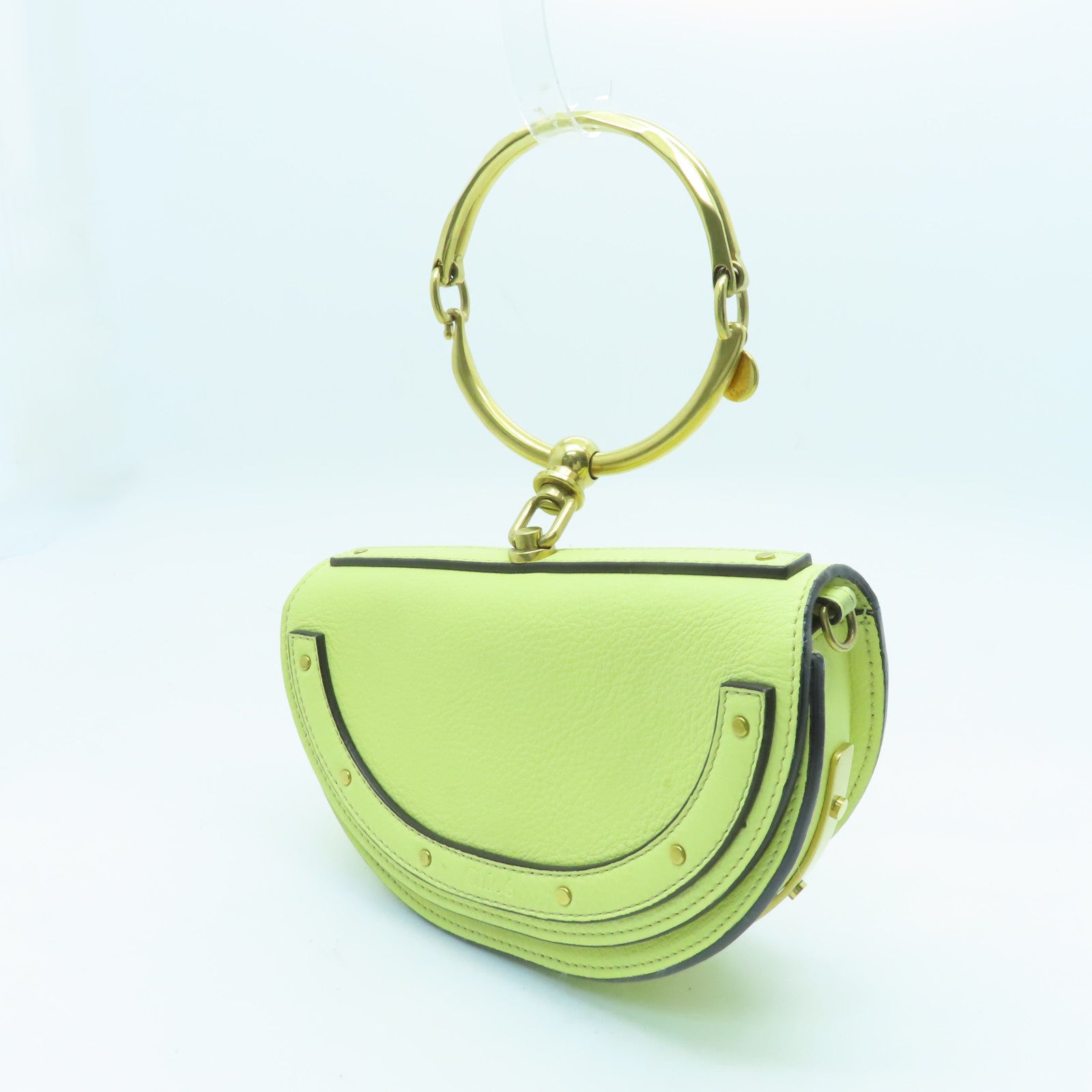 Chloe cowhide leather Nile Minaudiere Bracelet gold buckle handle shoulder bag dual-use yellow