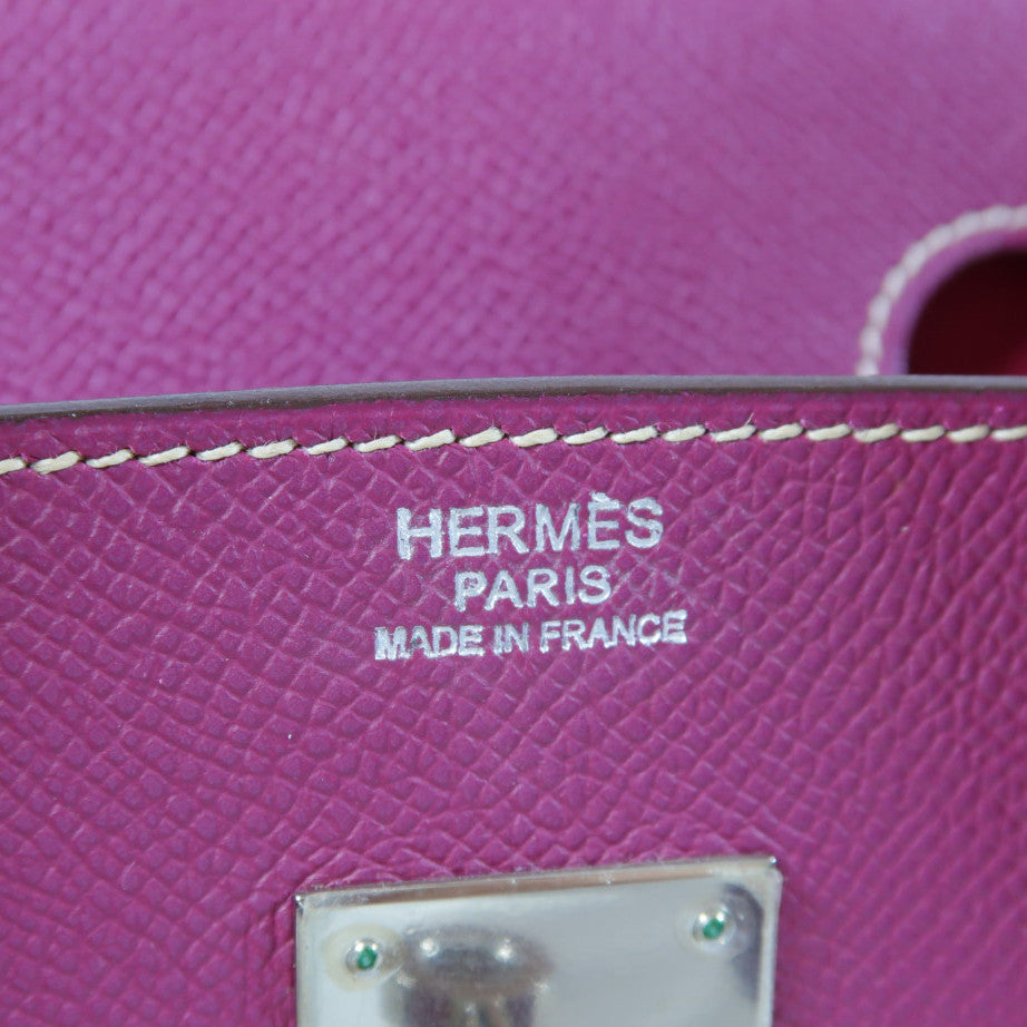HERMES Epsom皮革Birkin 30銀扣手挽袋Tosca桃紫色