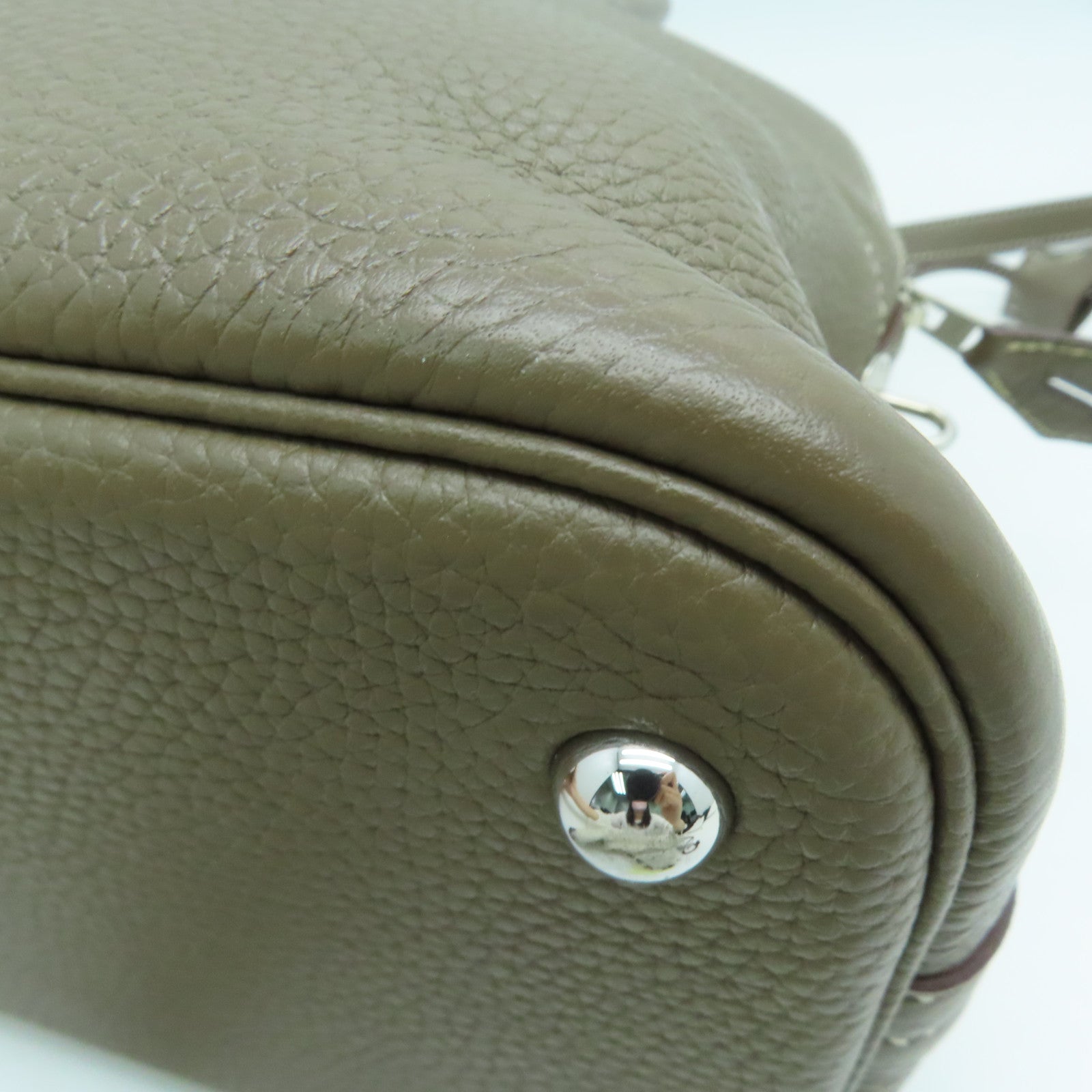 HERMES Togo皮革Bolide 31銀扣手挽肩背兩用袋Etoupe/啡色