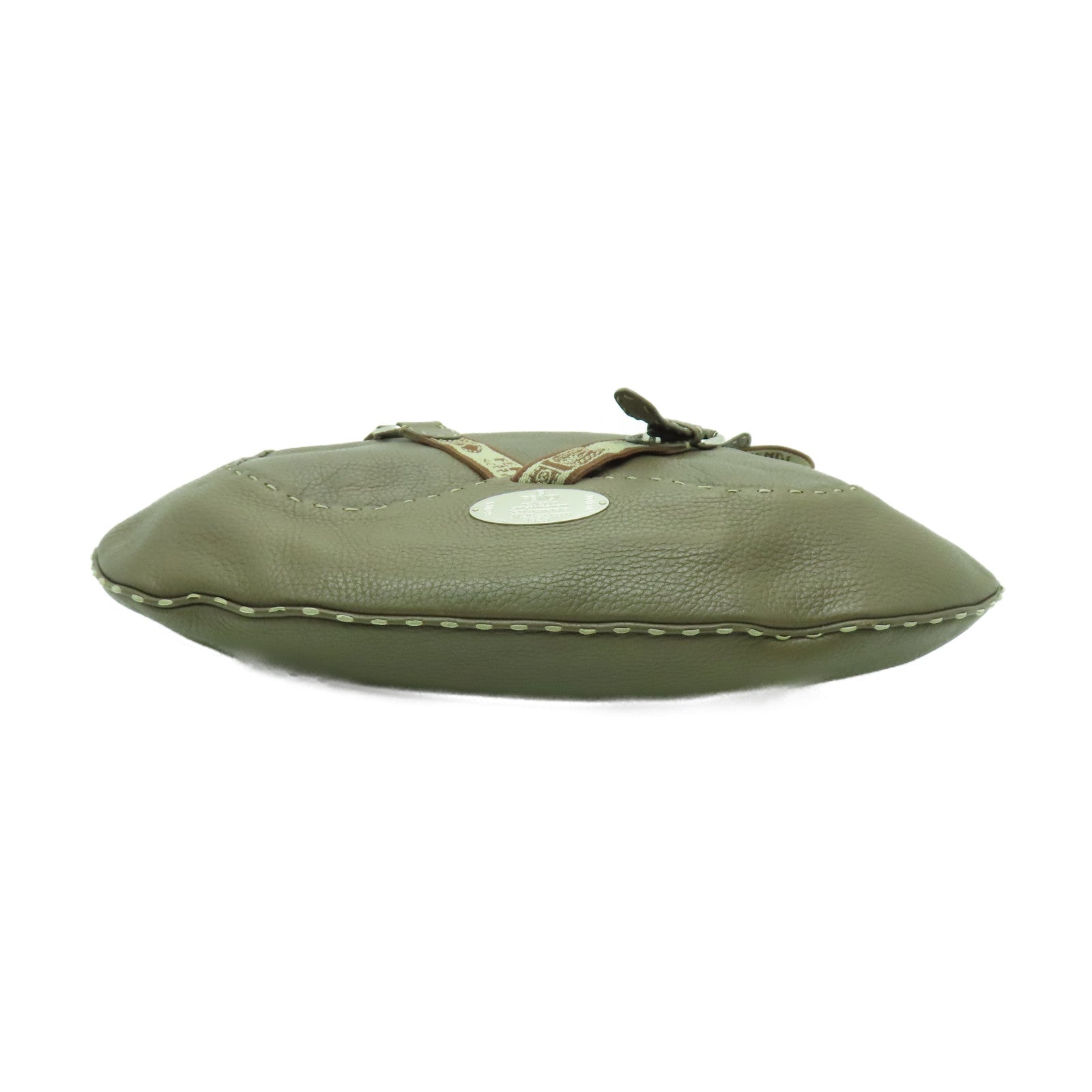 FENDI 牛皮皮革Selleria Hobo銀扣肩背袋啡色
