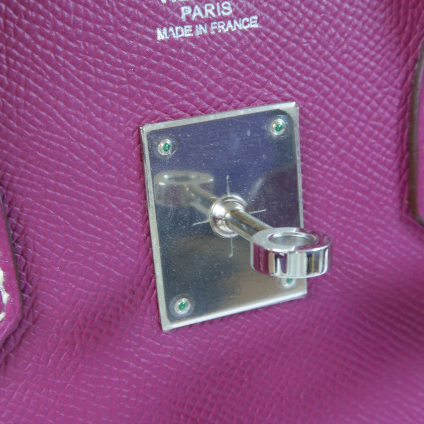 HERMES Epsom皮革Birkin 30銀扣手挽袋Tosca桃紫色