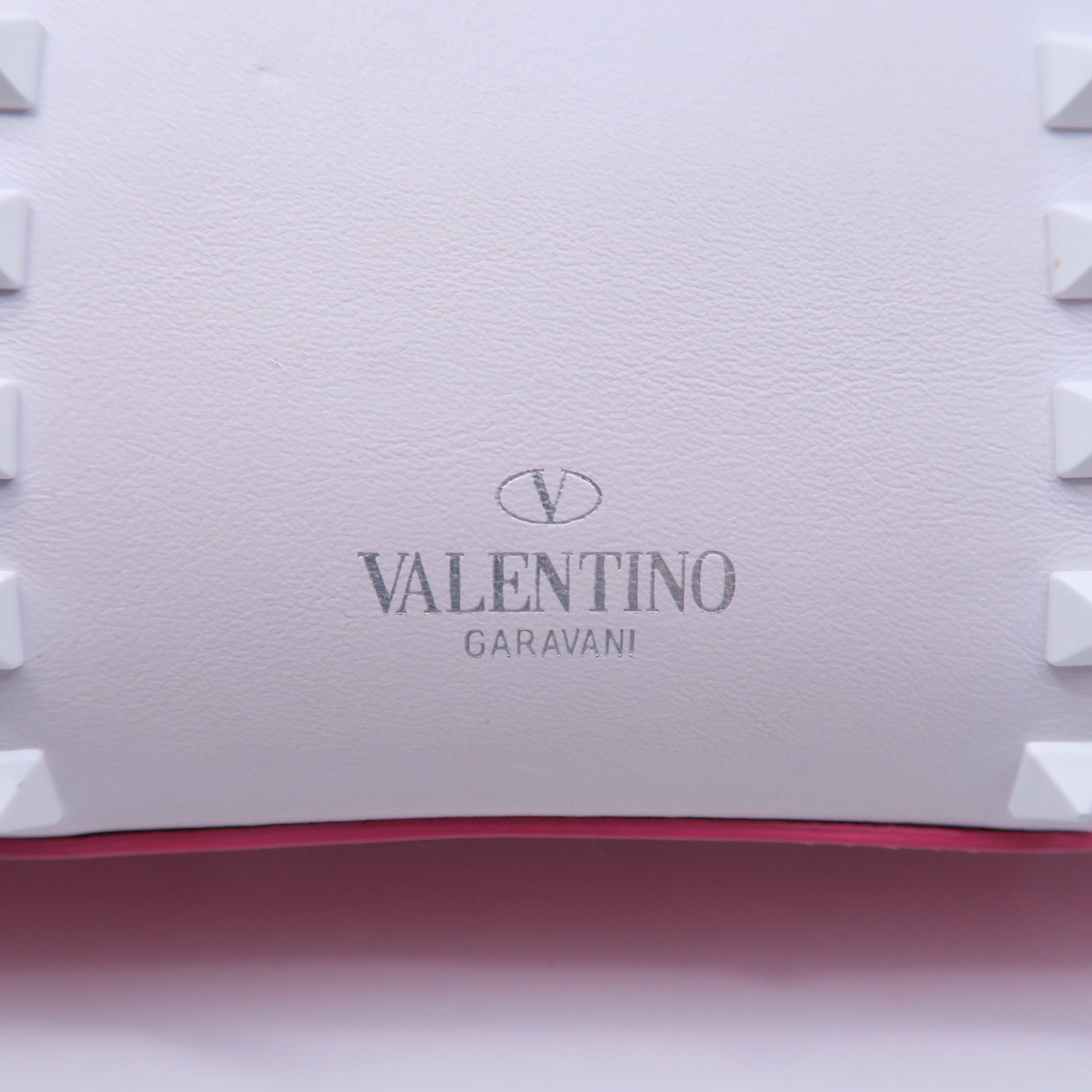 Valentino 牛皮皮革Rockstud Shoulder Bag銀扣肩背袋粉紅色/白色