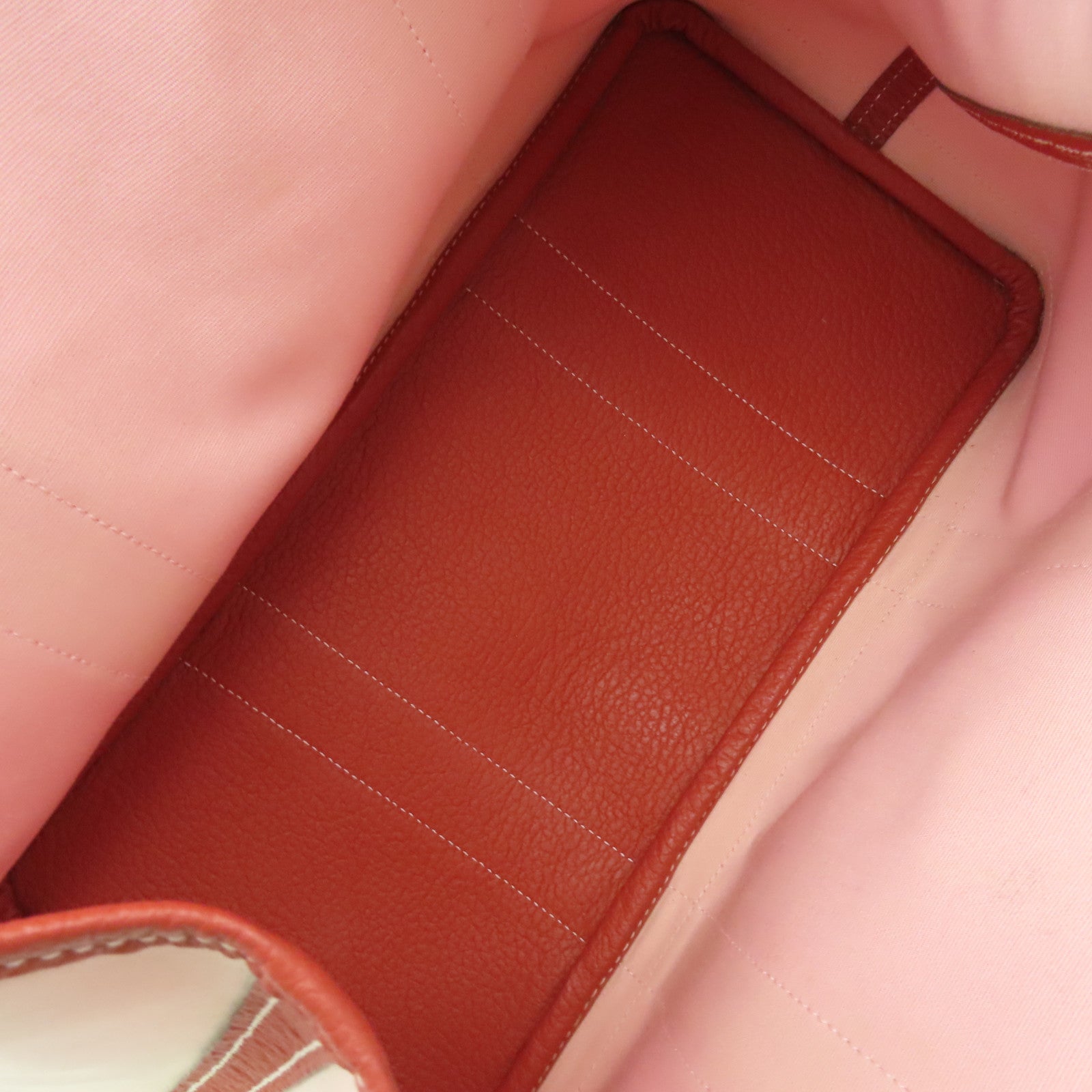HERMES 【激減優惠】帆布/皮革Garden Party PM銀扣手挽袋櫻花粉色