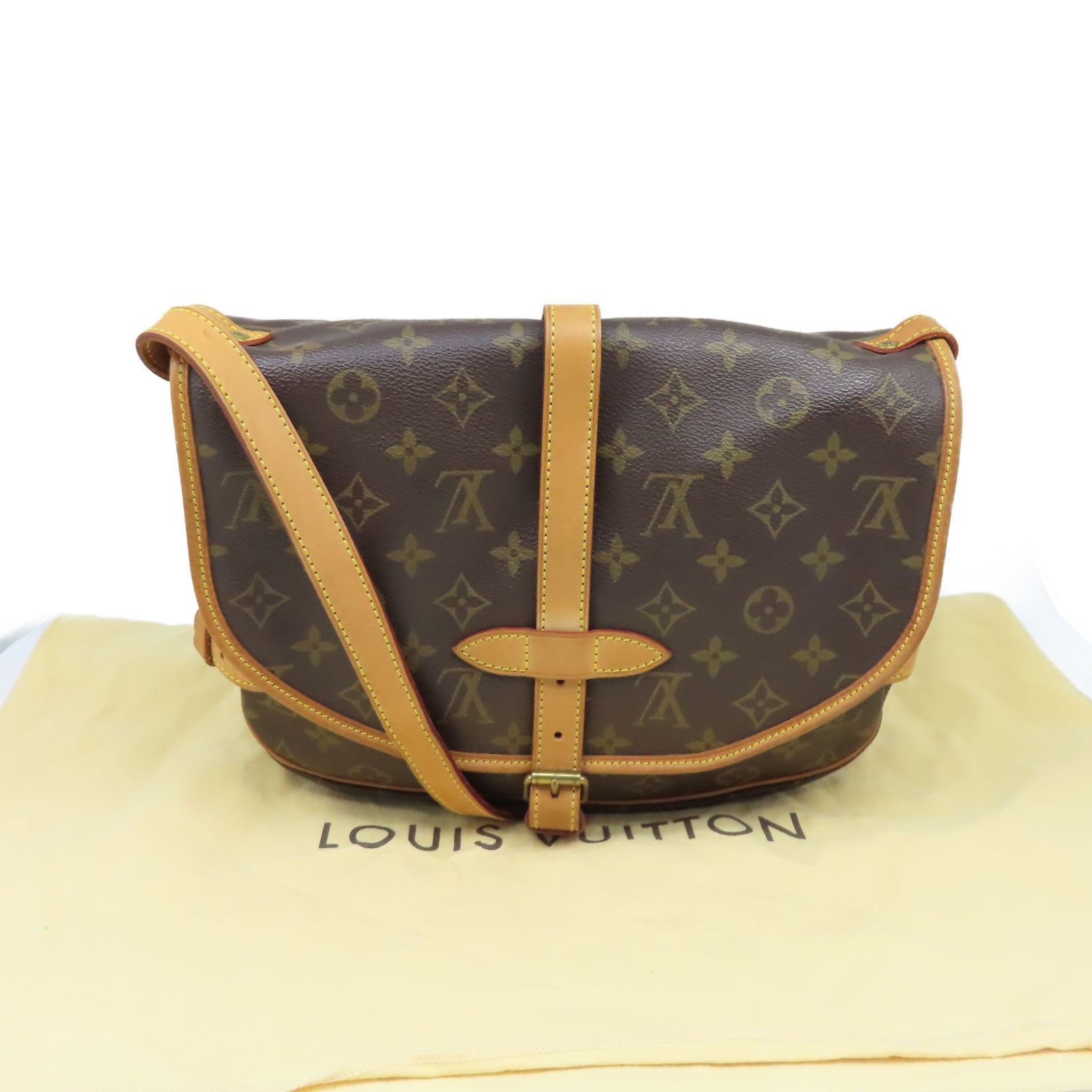 LOUIS VUITTON Monogram Saumur 30 Shoulder Bag金扣肩背袋啡色