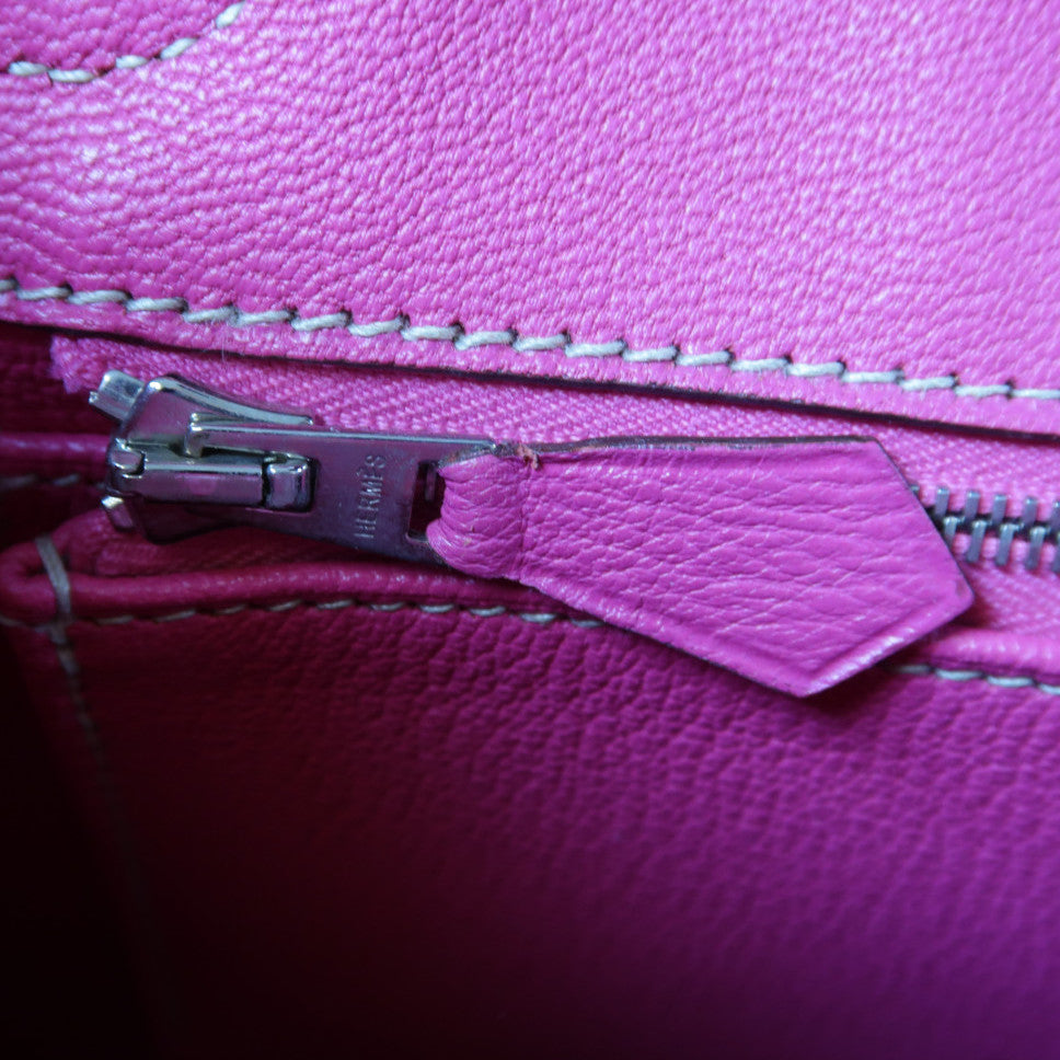HERMES Epsom皮革Birkin 30銀扣手挽袋Tosca桃紫色