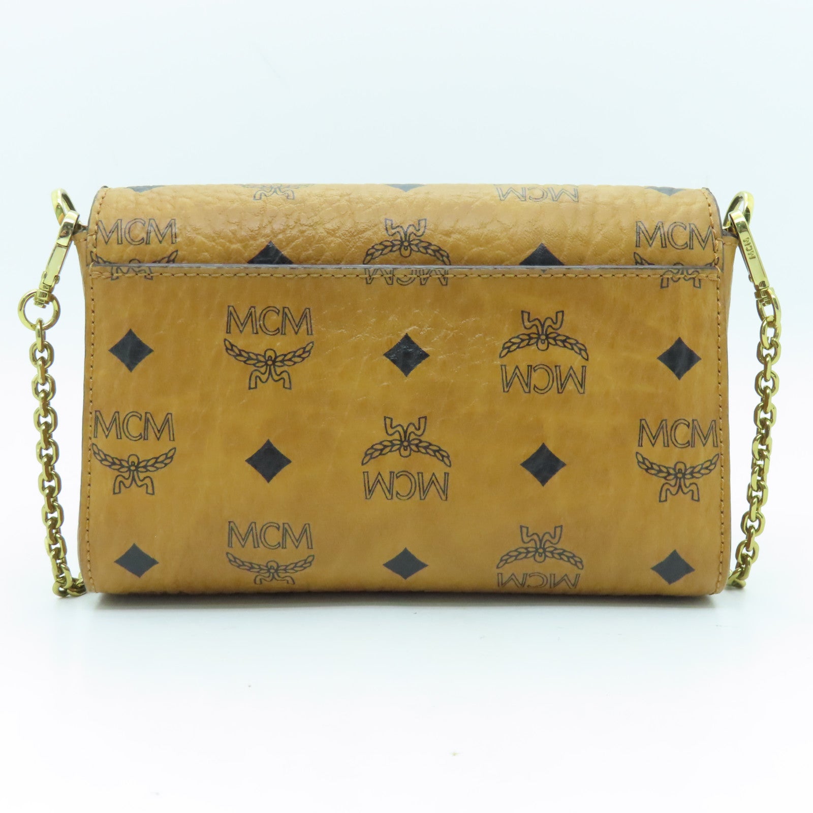 MCM 牛皮皮革Tracy金扣鏈帶肩背袋啡色