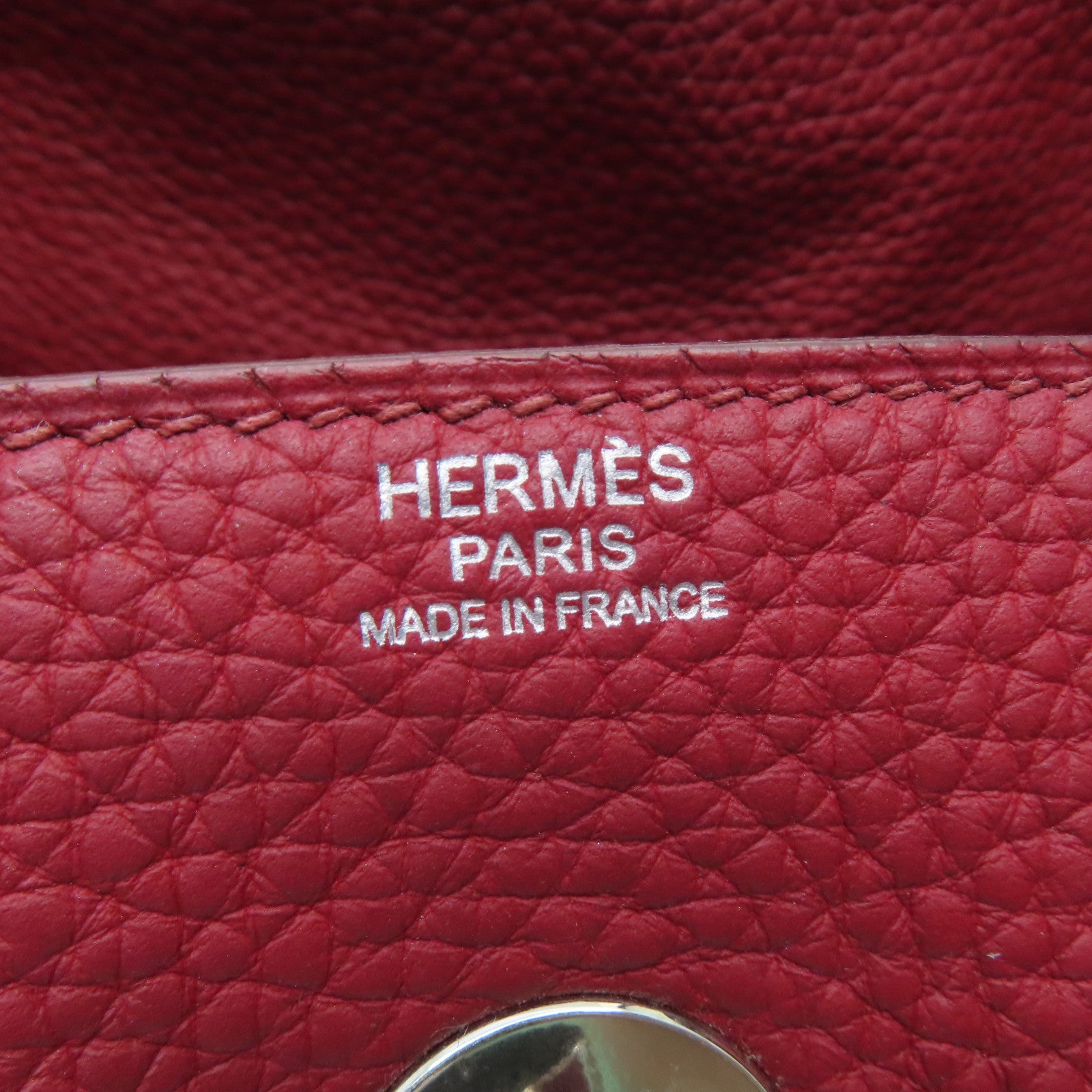 HERMES Clemence皮革Lindy 30銀扣手挽肩背兩用袋紅色
