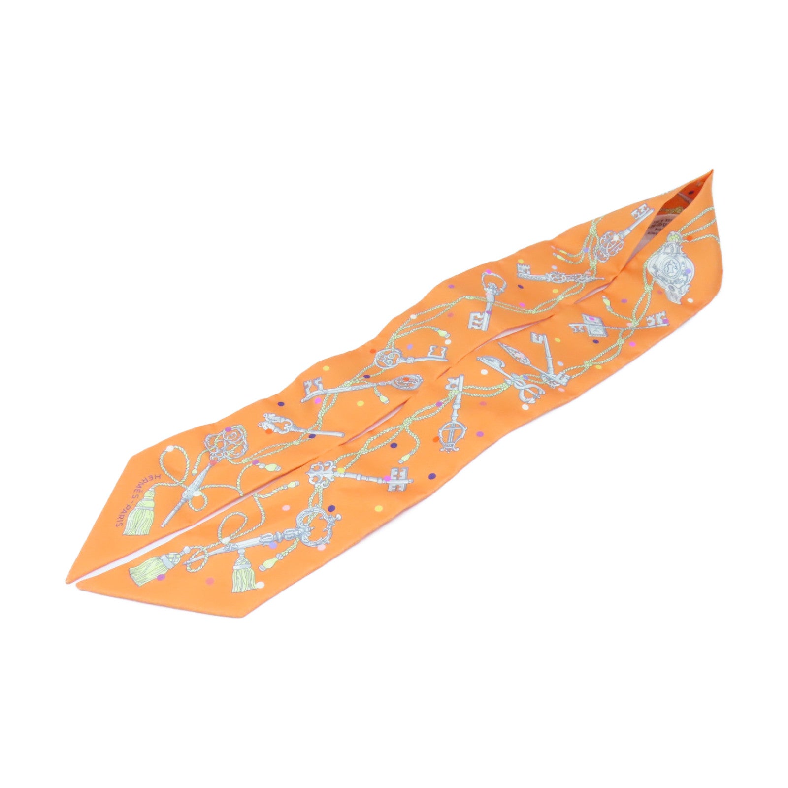 HERMES Silk Twilly Scarf Orange/Color
