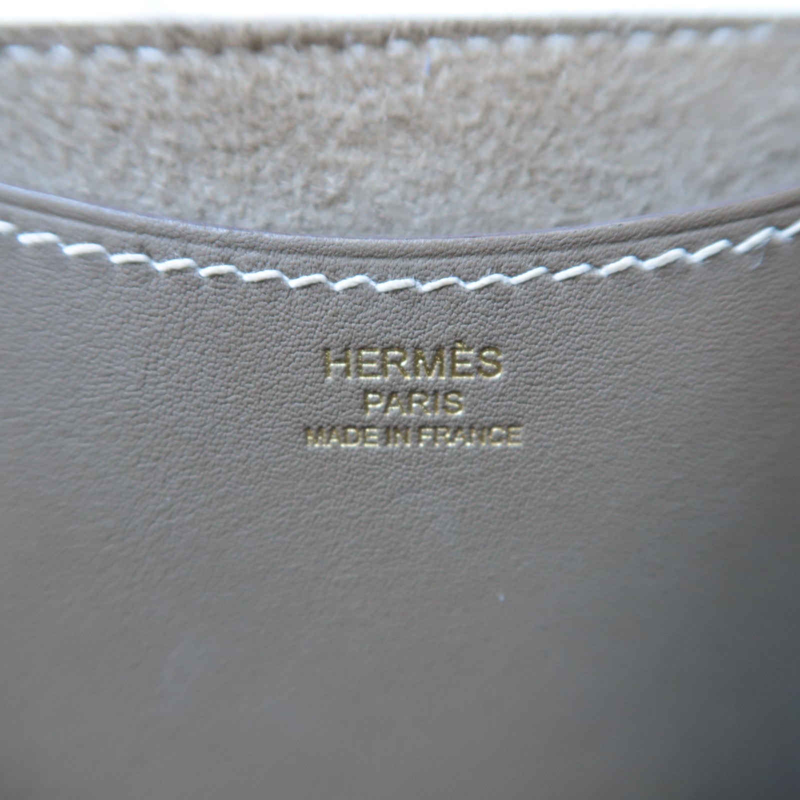 HERMES Clemence皮革Picotin In The Loop 18金扣手挽袋麻繩灰色