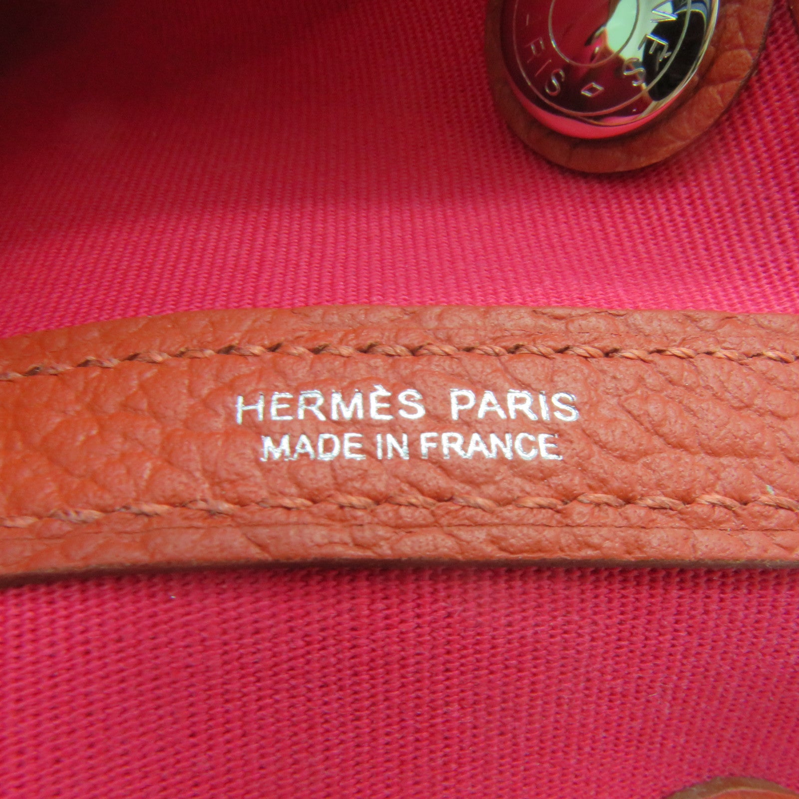 HERMES 帆布Garden Party TPM Tote Bag銀扣手挽袋橙紅色