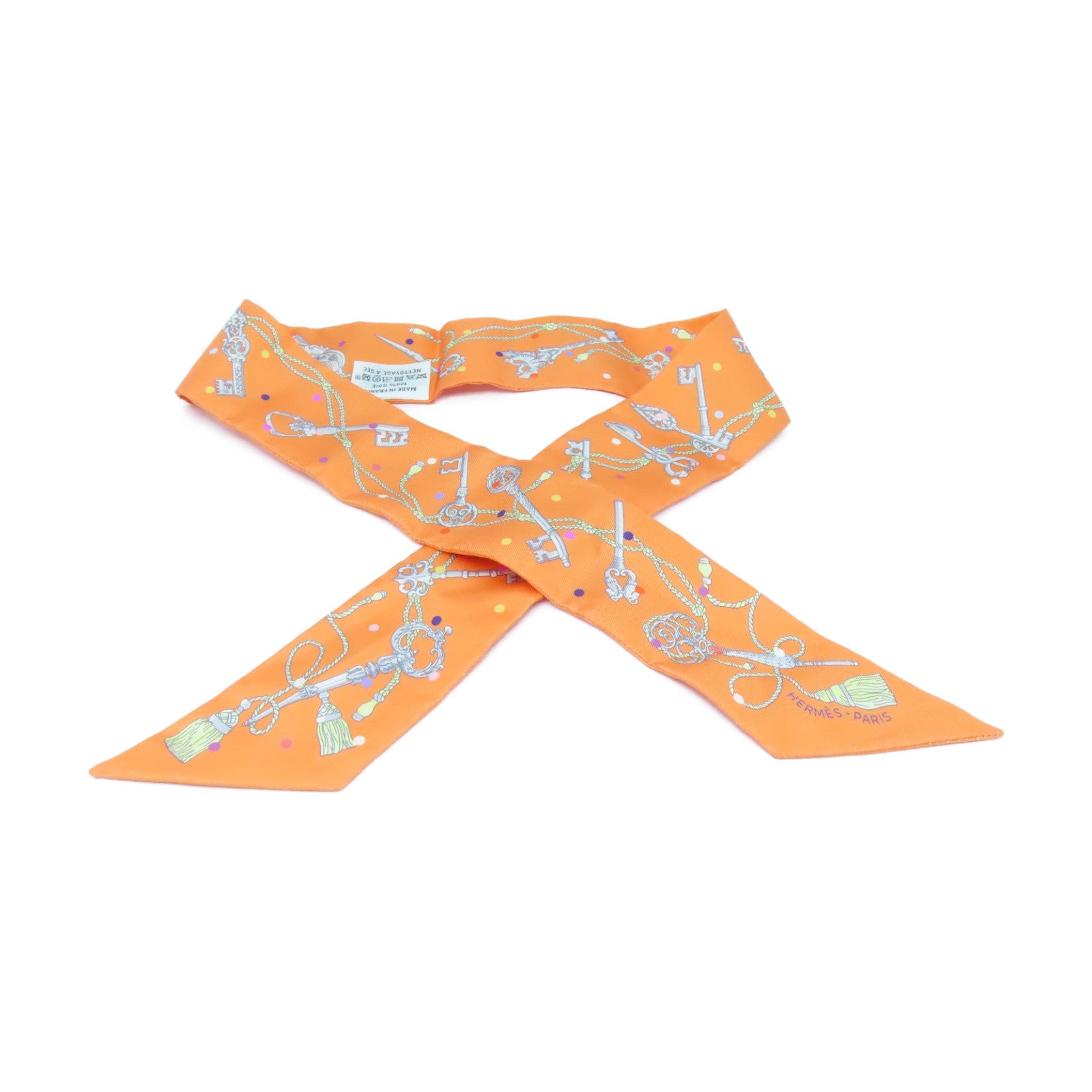 HERMES Silk Twilly Scarf Orange/Color