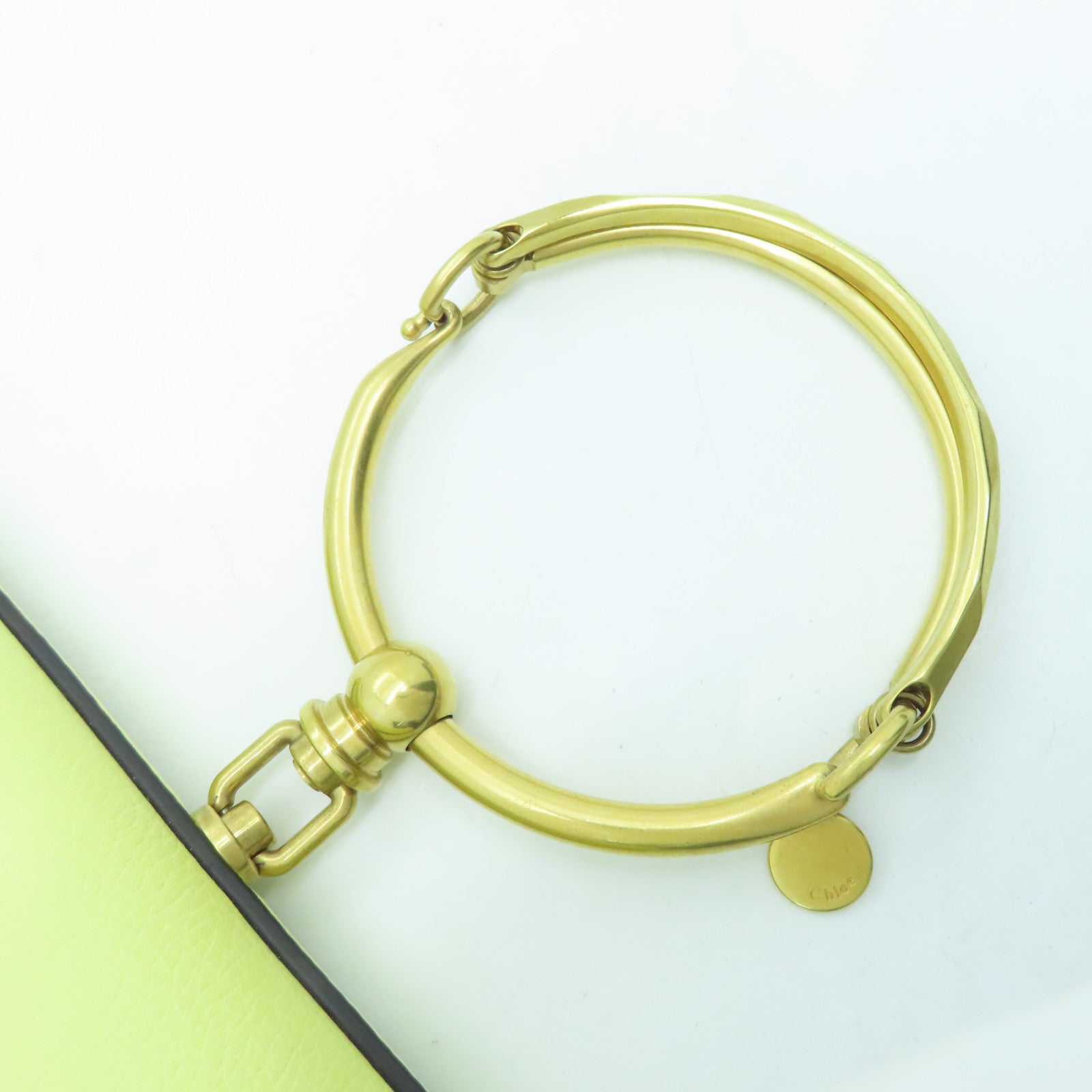 Chloe cowhide leather Nile Minaudiere Bracelet gold buckle handle shoulder bag dual-use yellow