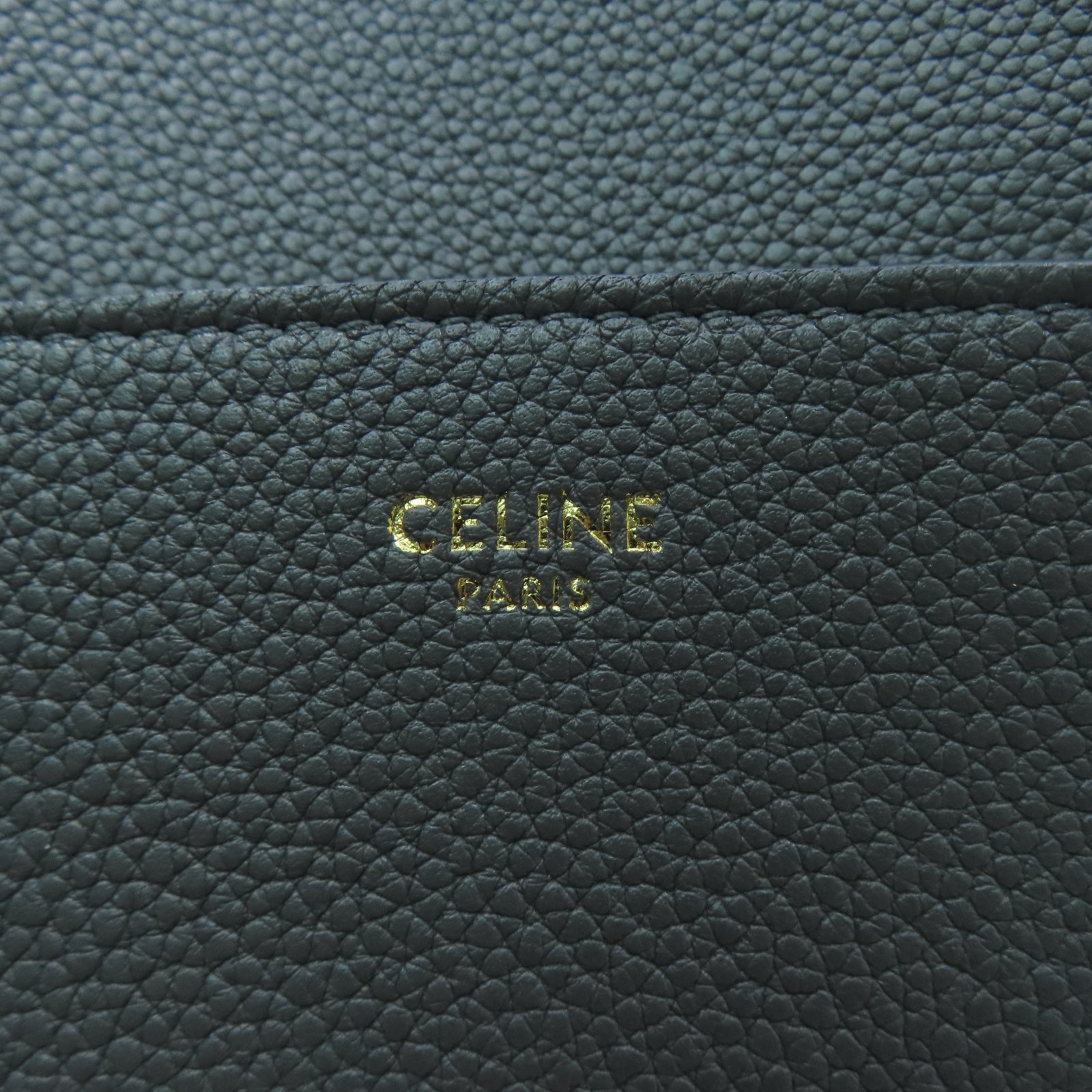 CELINE 牛皮皮革Sangle Bucket Bag金扣肩背袋灰色
