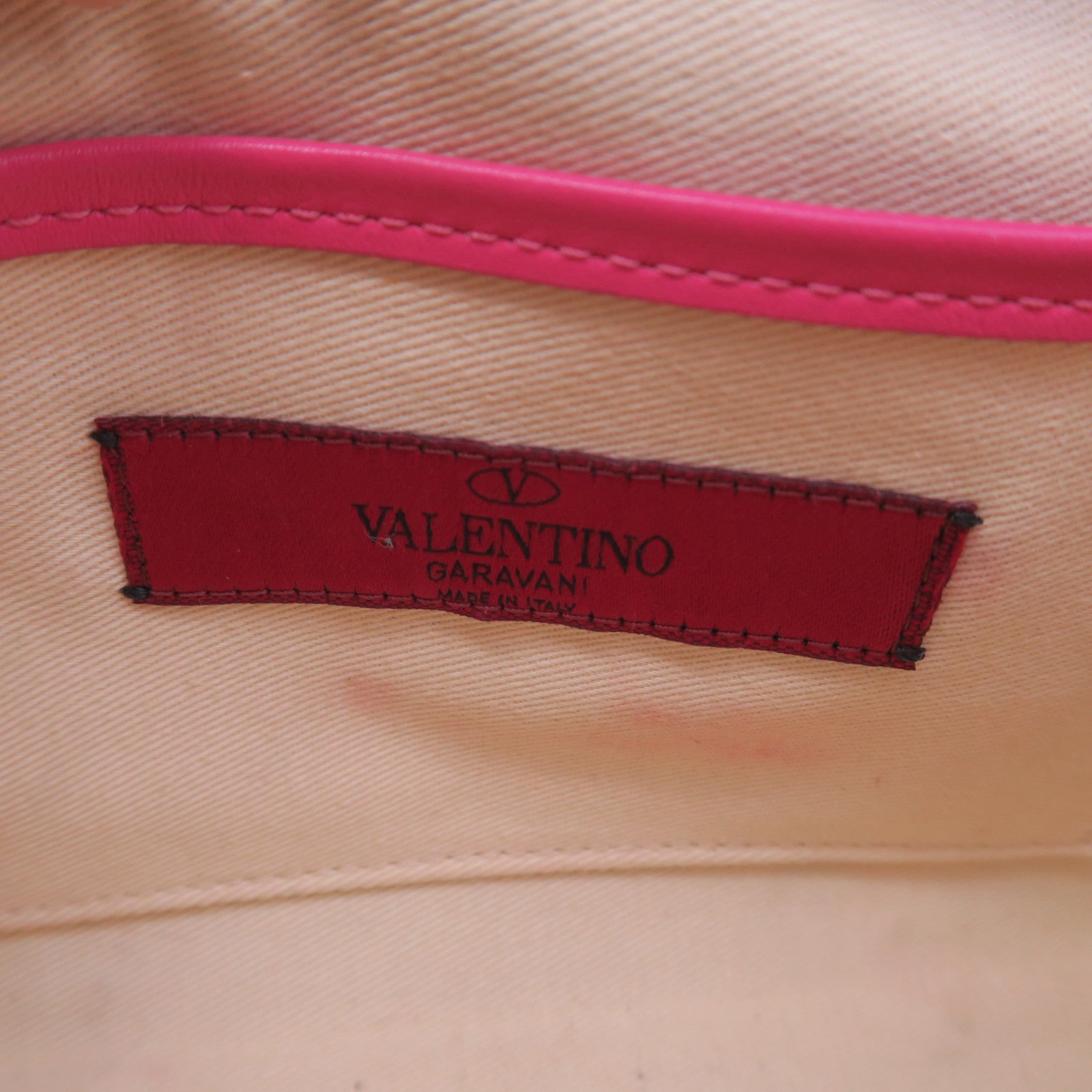 Valentino 牛皮皮革Rockstud Shoulder Bag銀扣肩背袋粉紅色/白色
