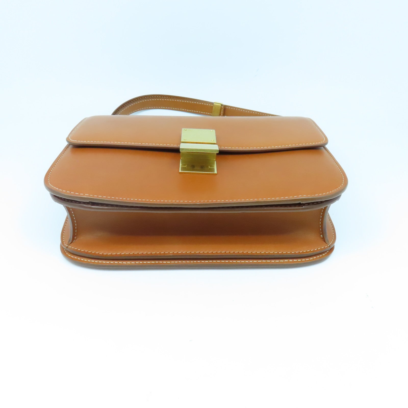 CELINE 牛皮皮革Shoulder Bag金扣肩背袋啡色