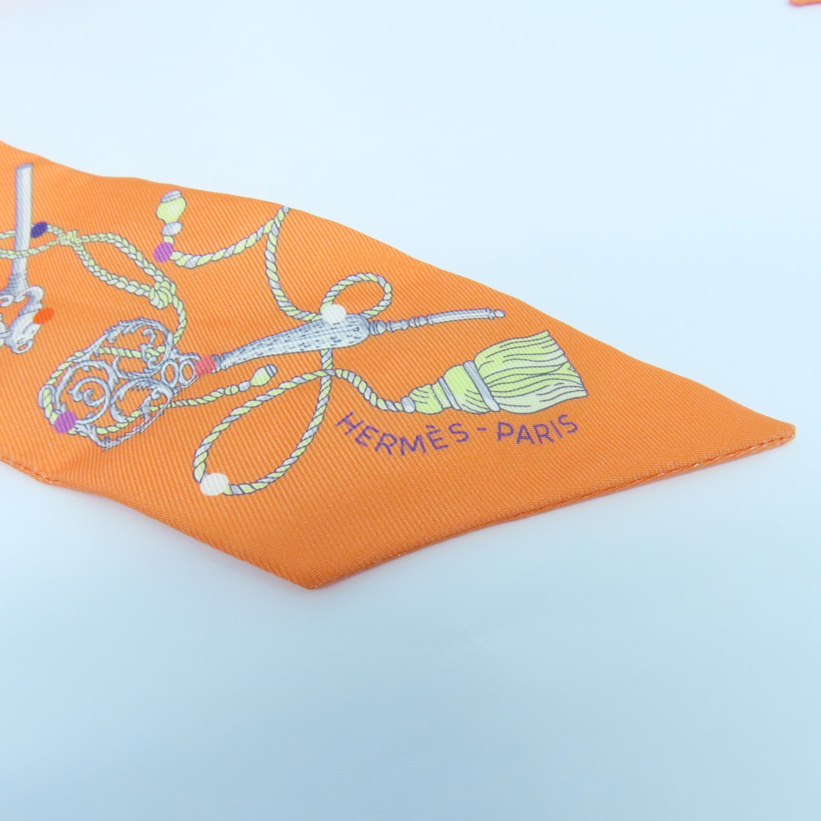 HERMES Silk Twilly Scarf Orange/Color