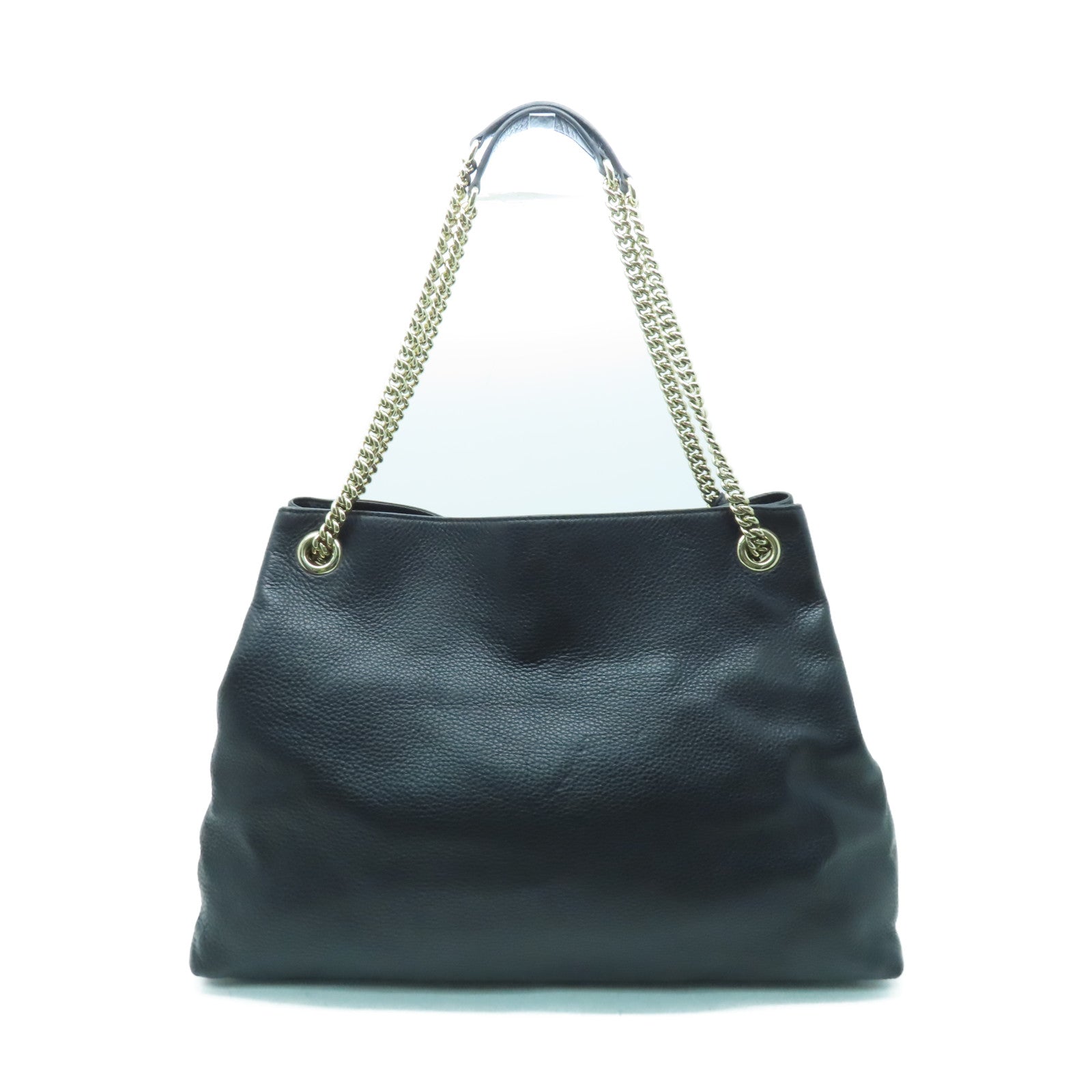 GUCCI 牛皮皮革Soho Chain Shoulder Bag金扣鏈帶肩背袋黑色