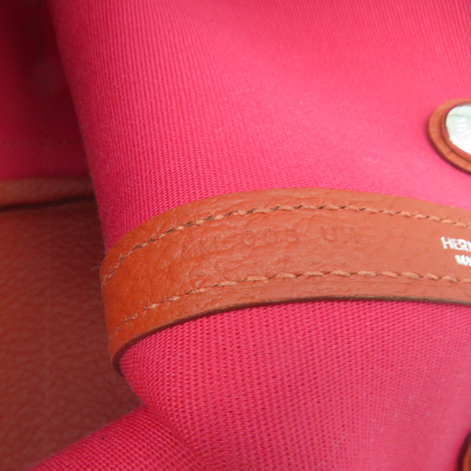 HERMES 帆布Garden Party TPM Tote Bag銀扣手挽袋橙紅色