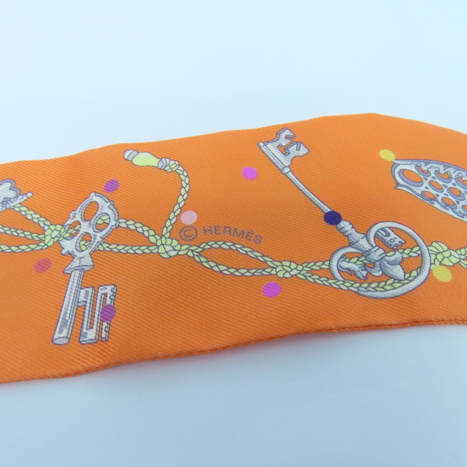 HERMES Silk Twilly Scarf Orange/Color