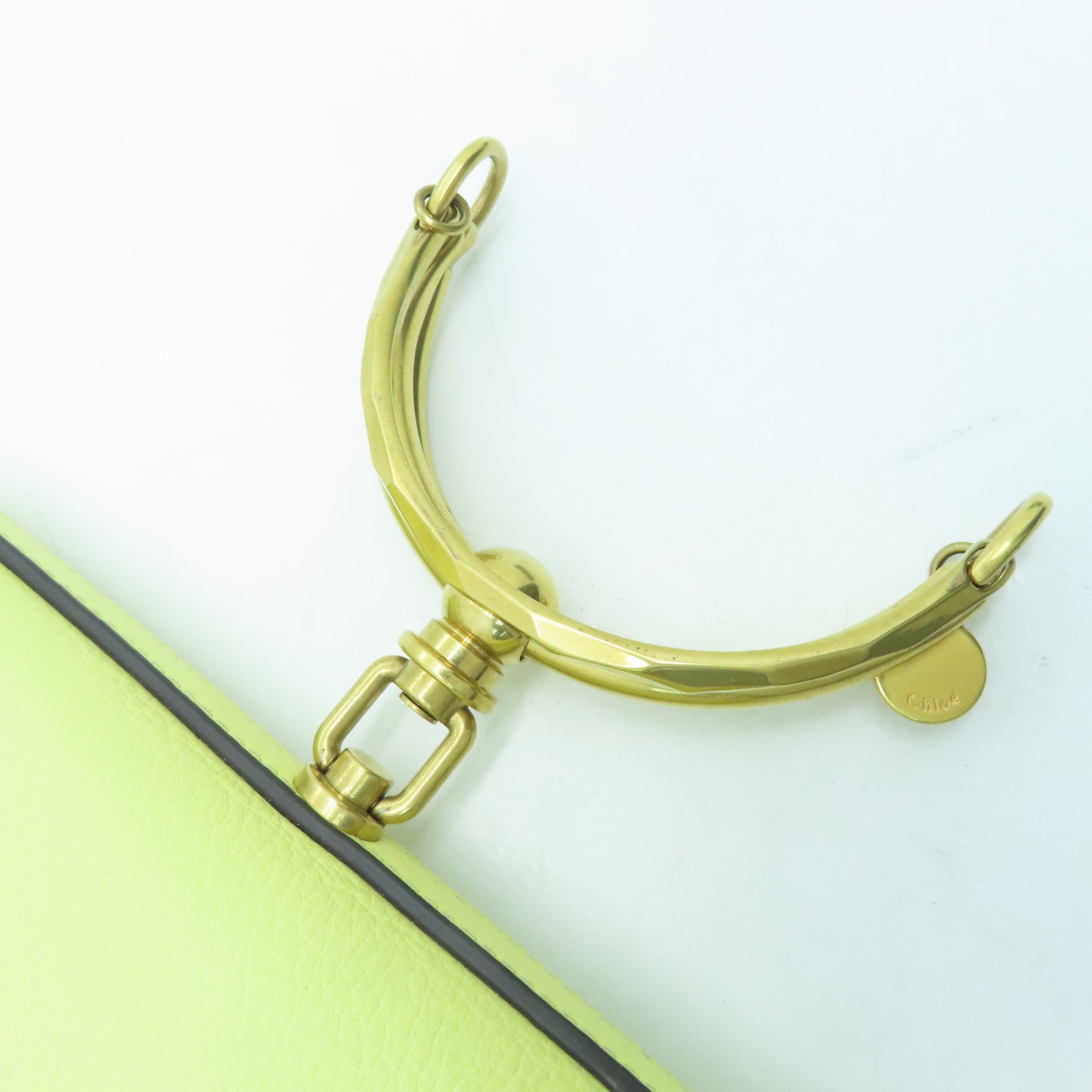 Chloe cowhide leather Nile Minaudiere Bracelet gold buckle handle shoulder bag dual-use yellow