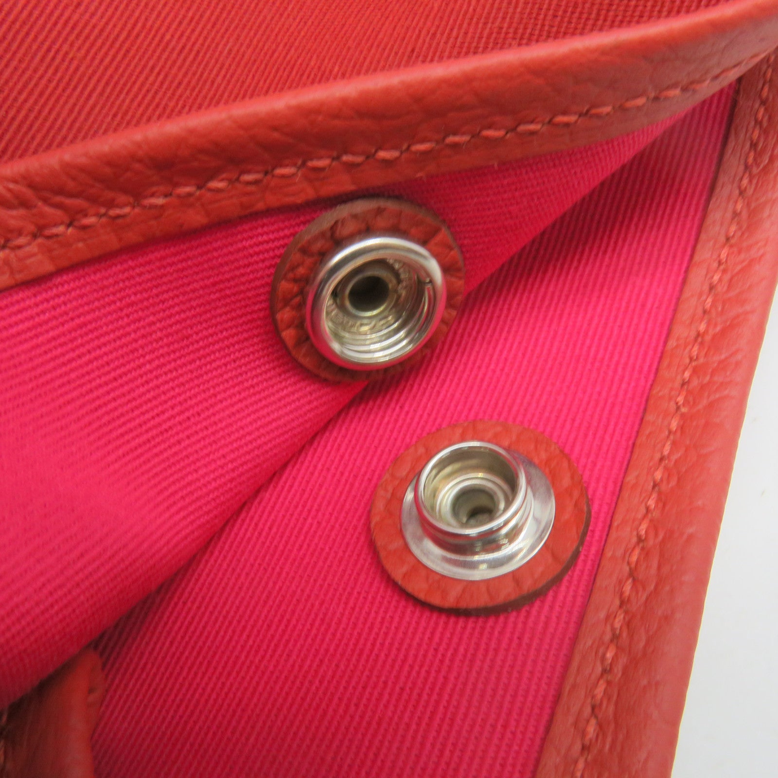 HERMES 帆布Garden Party TPM Tote Bag銀扣手挽袋橙紅色