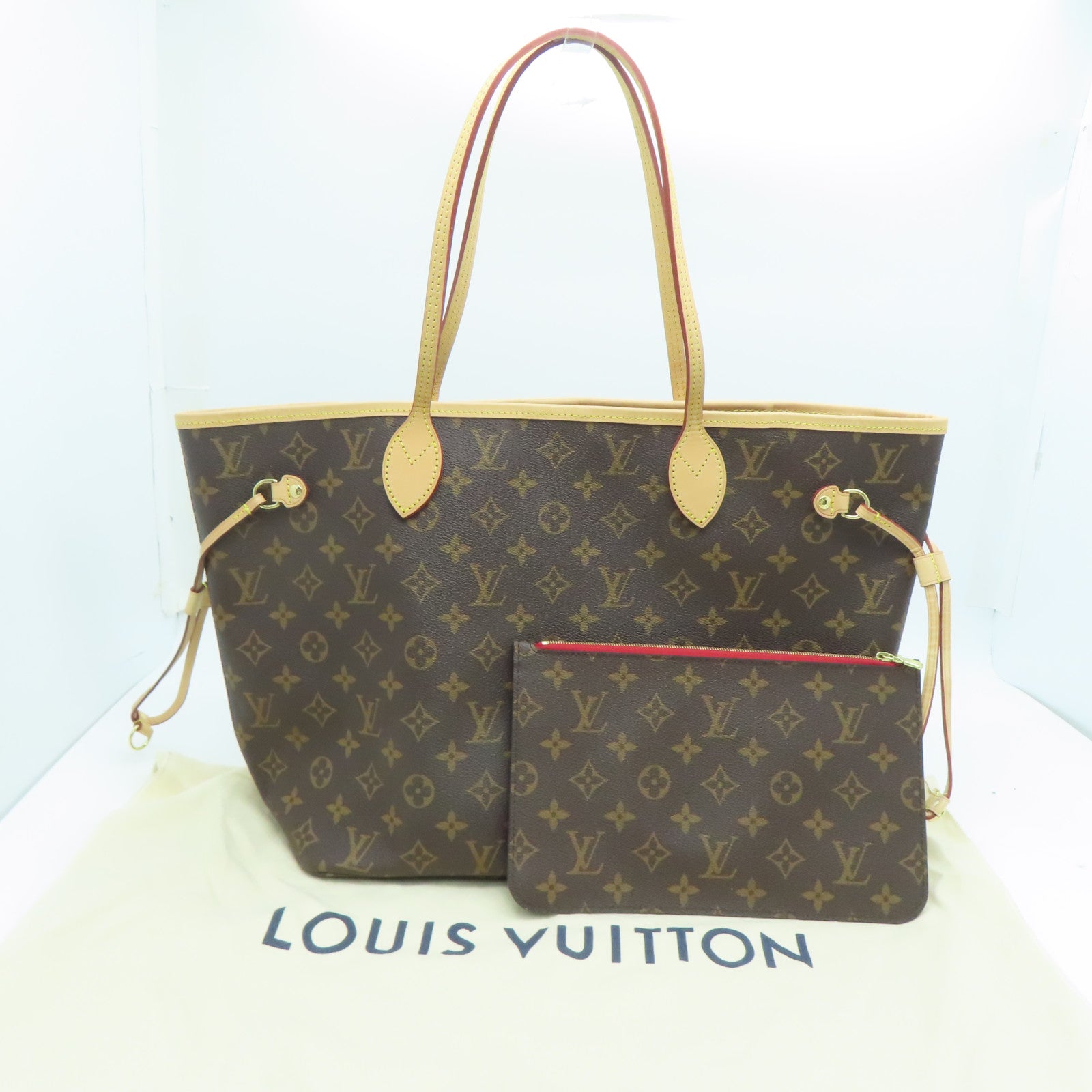 LOUIS VUITTON Monogram Neverfull MM金扣肩背袋/手挽袋