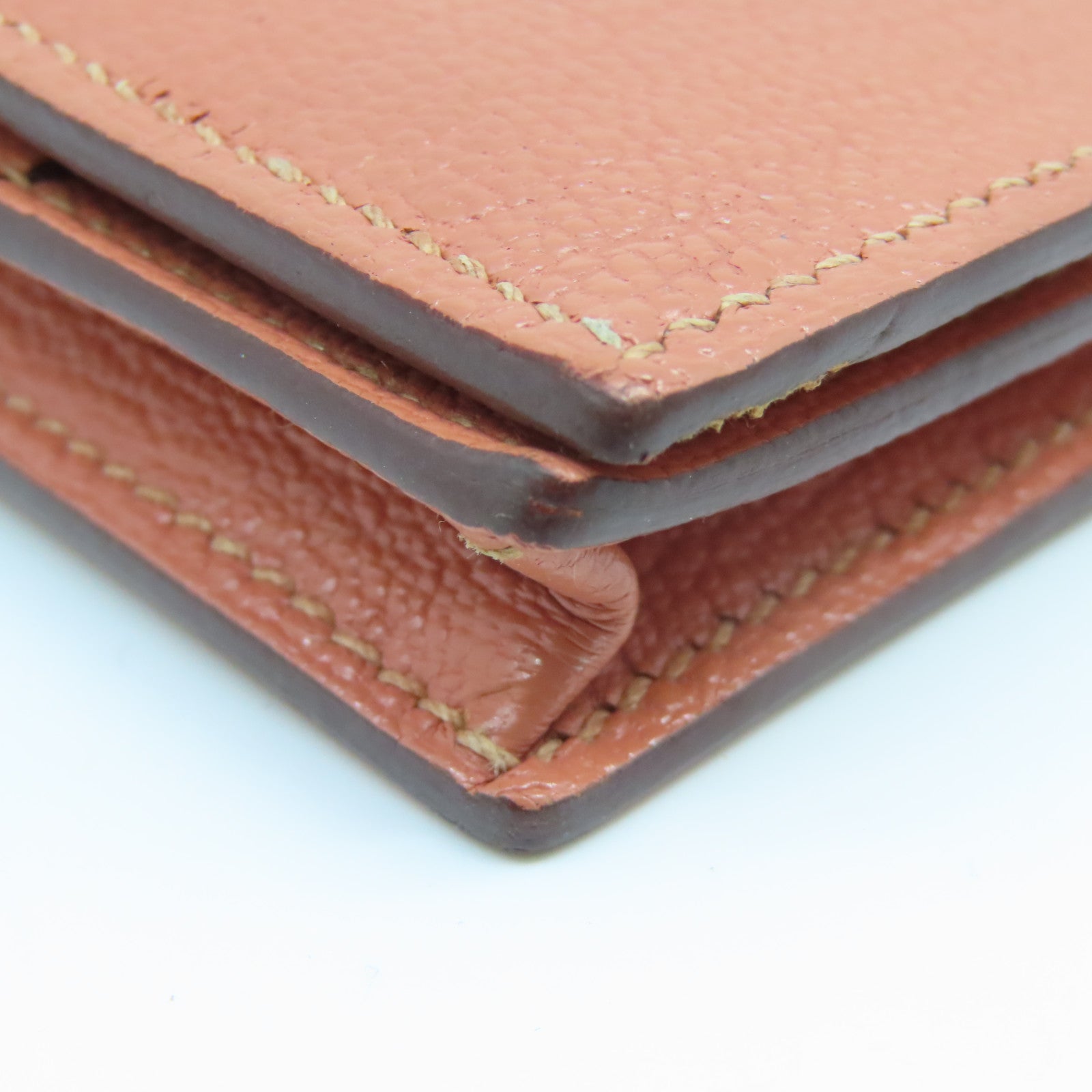 HERMES Chevre皮革Bearn Wallet銀扣長錢包粉紅色