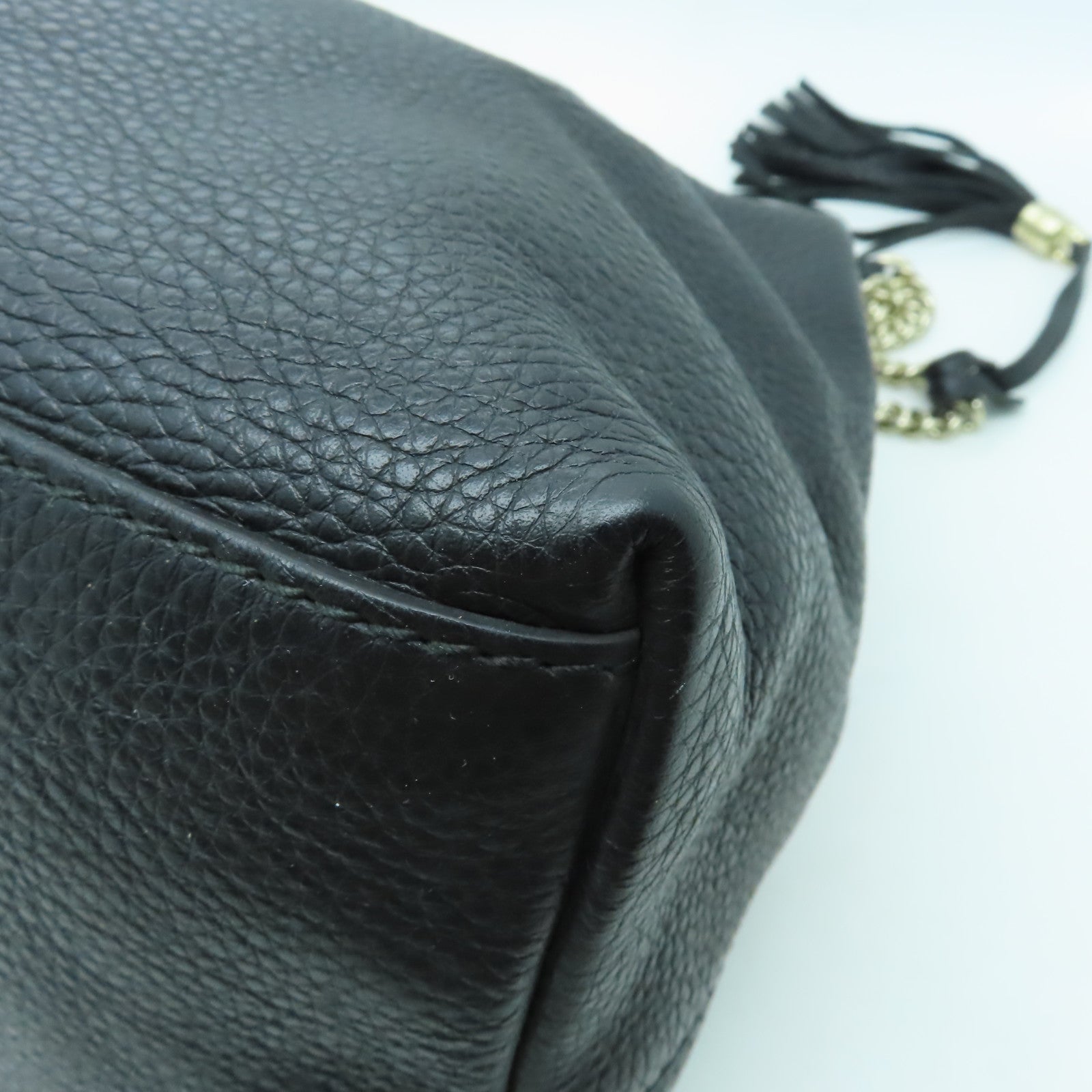 GUCCI 牛皮皮革Soho Chain Shoulder Bag金扣鏈帶肩背袋黑色