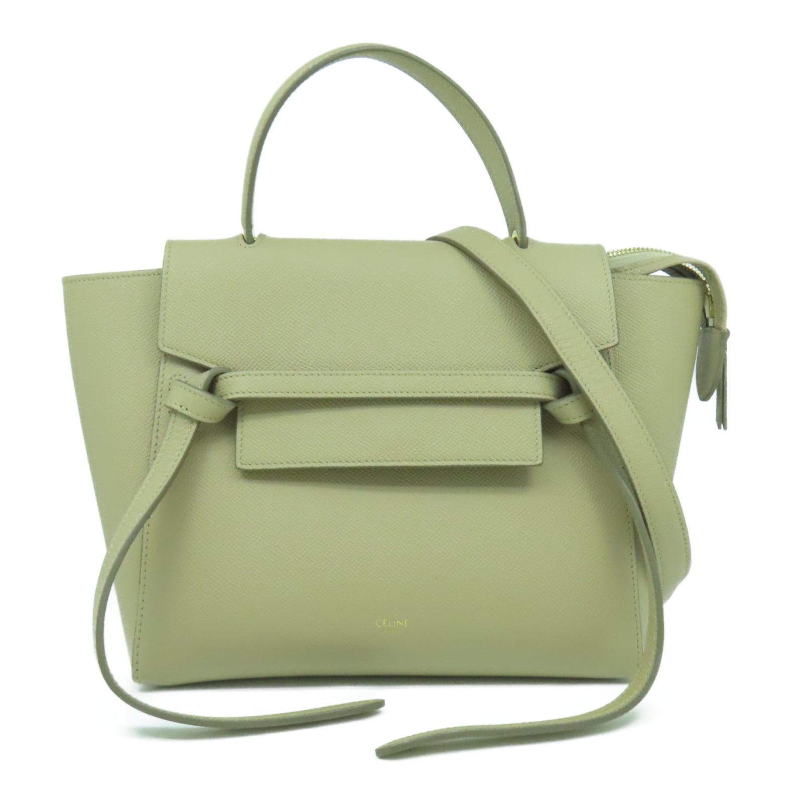 CELINE 牛皮皮革Belt Bag金扣手挽肩背兩用袋米色