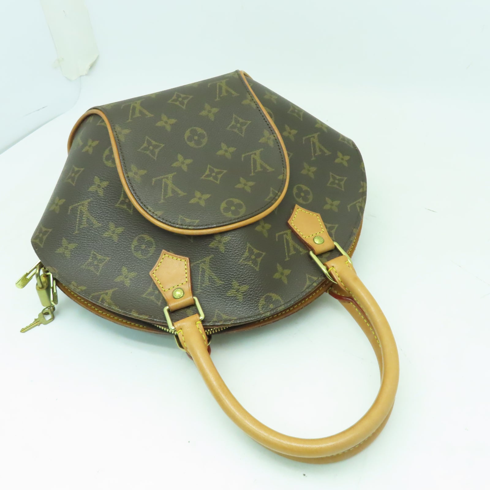 LOUIS VUITTON Monogram Elipse PM金扣手挽袋啡色