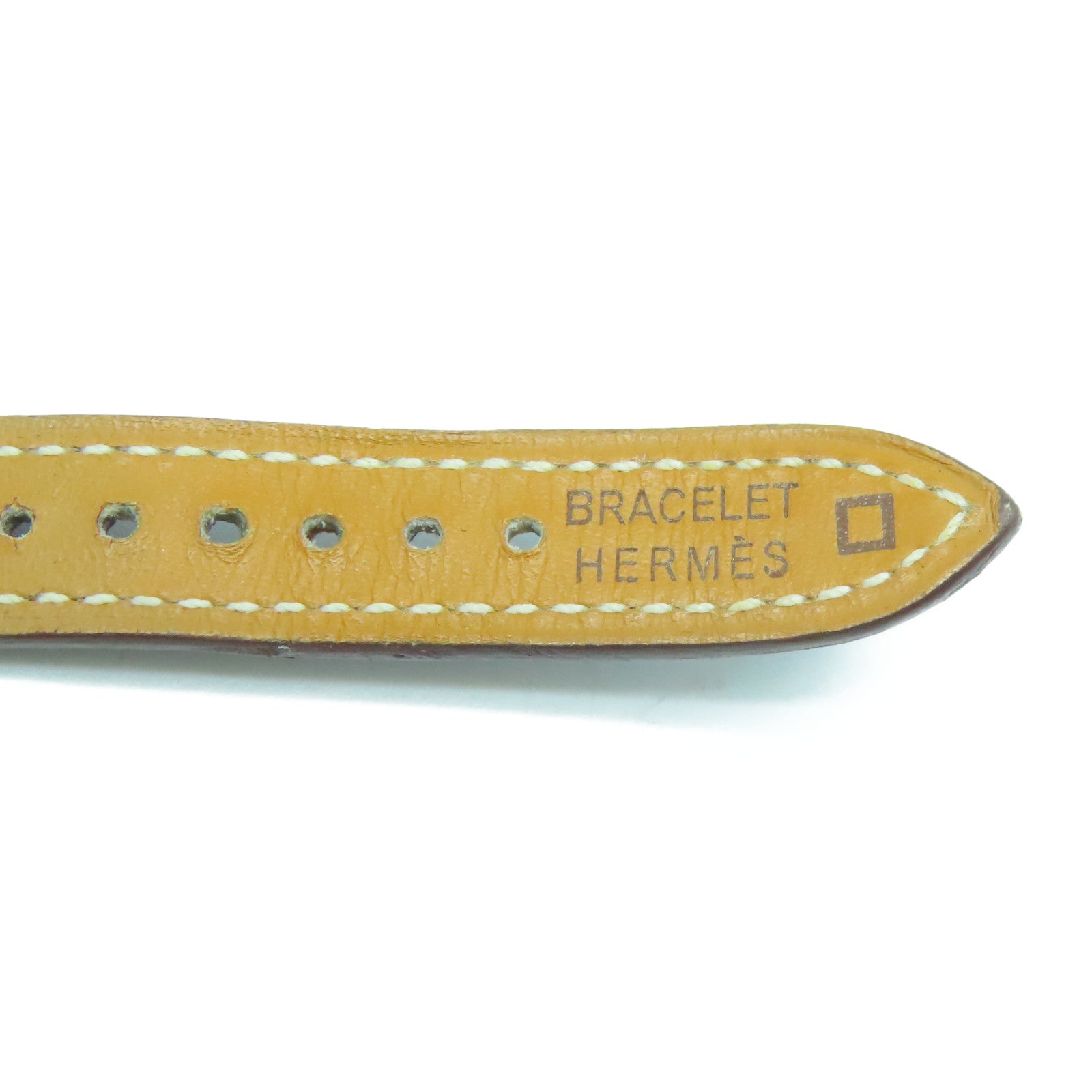 HERMES Alligator皮革/不鏽鋼Hanteville Watch金扣手錶石英機芯啡色