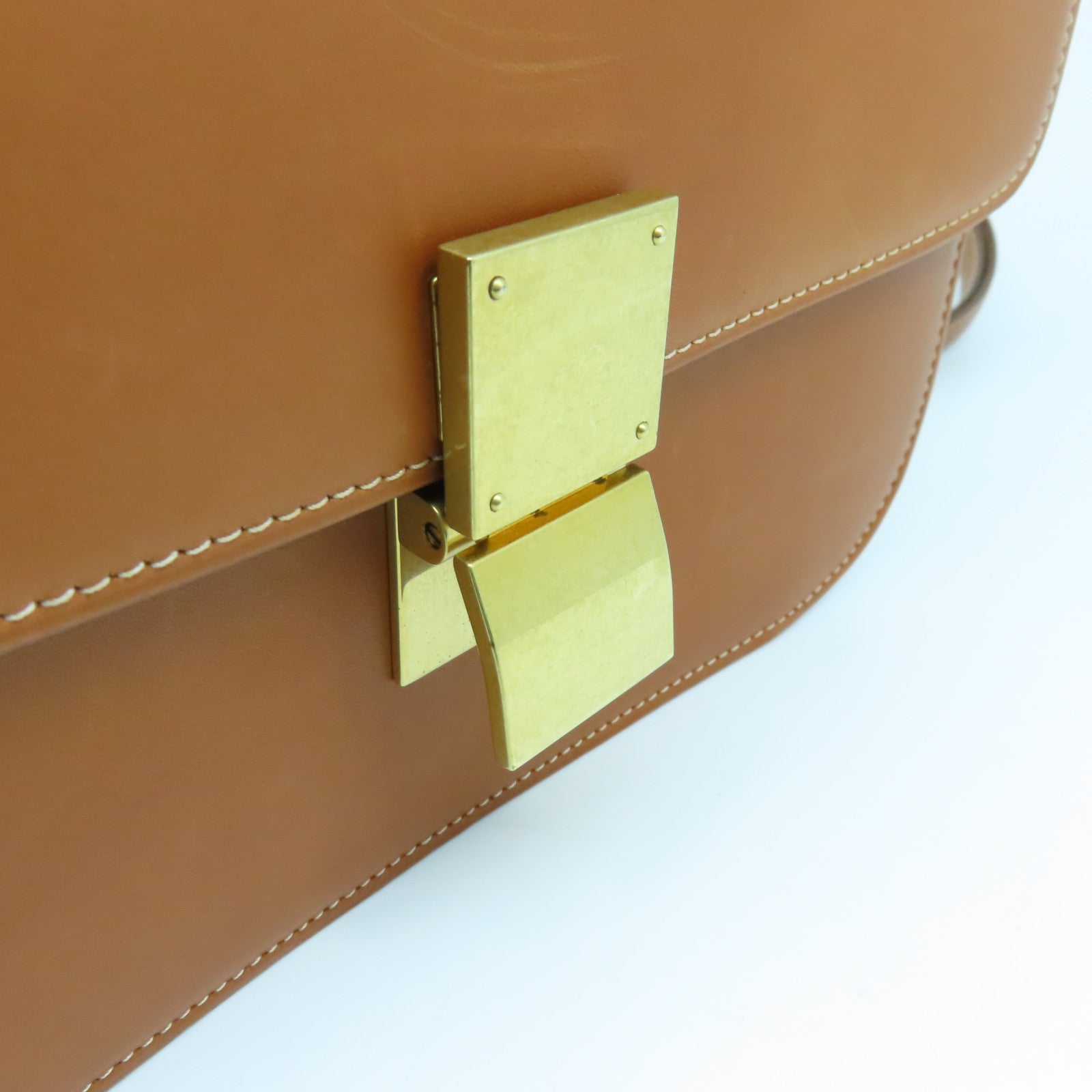 CELINE 牛皮皮革Shoulder Bag金扣肩背袋啡色