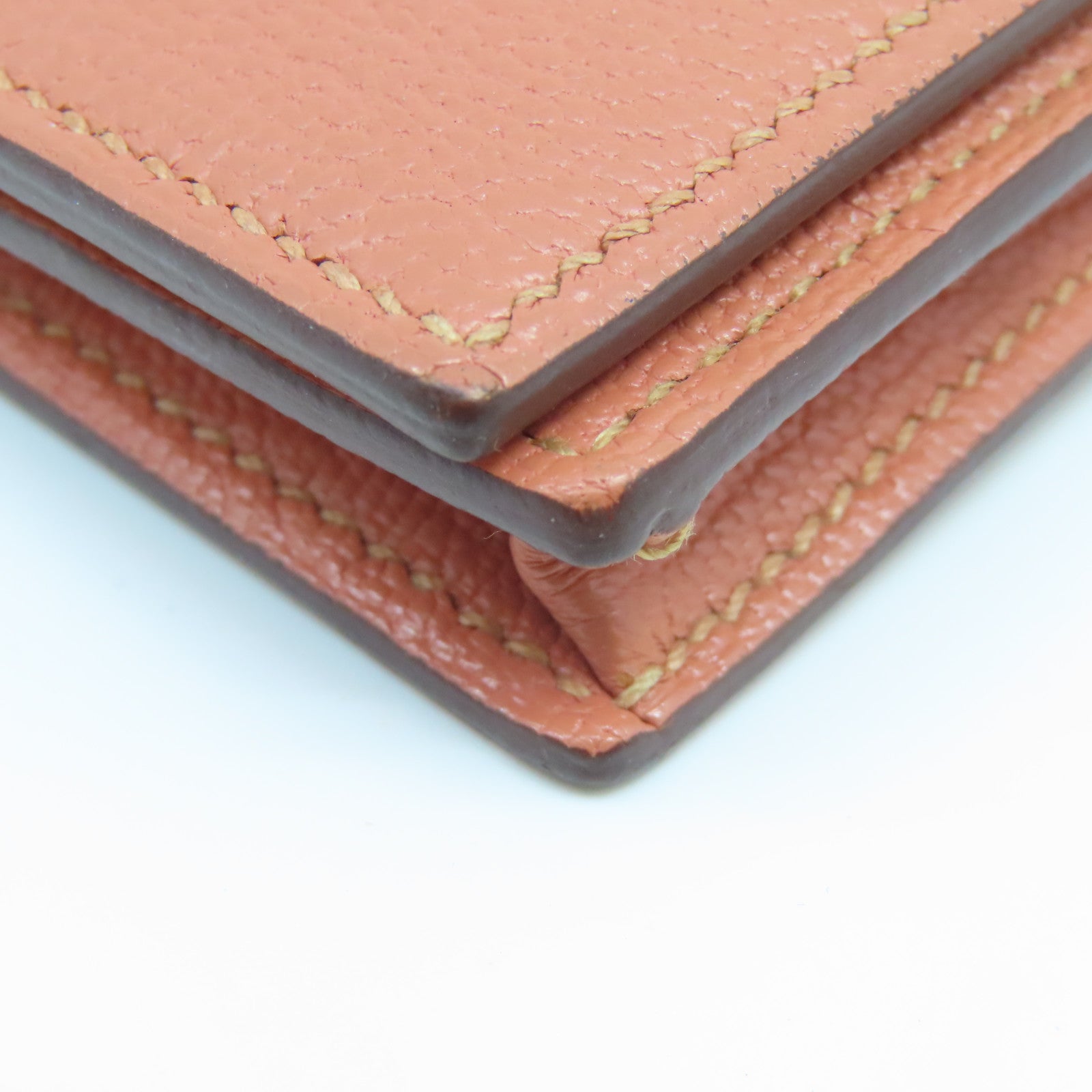 HERMES Chevre皮革Bearn Wallet銀扣長錢包粉紅色