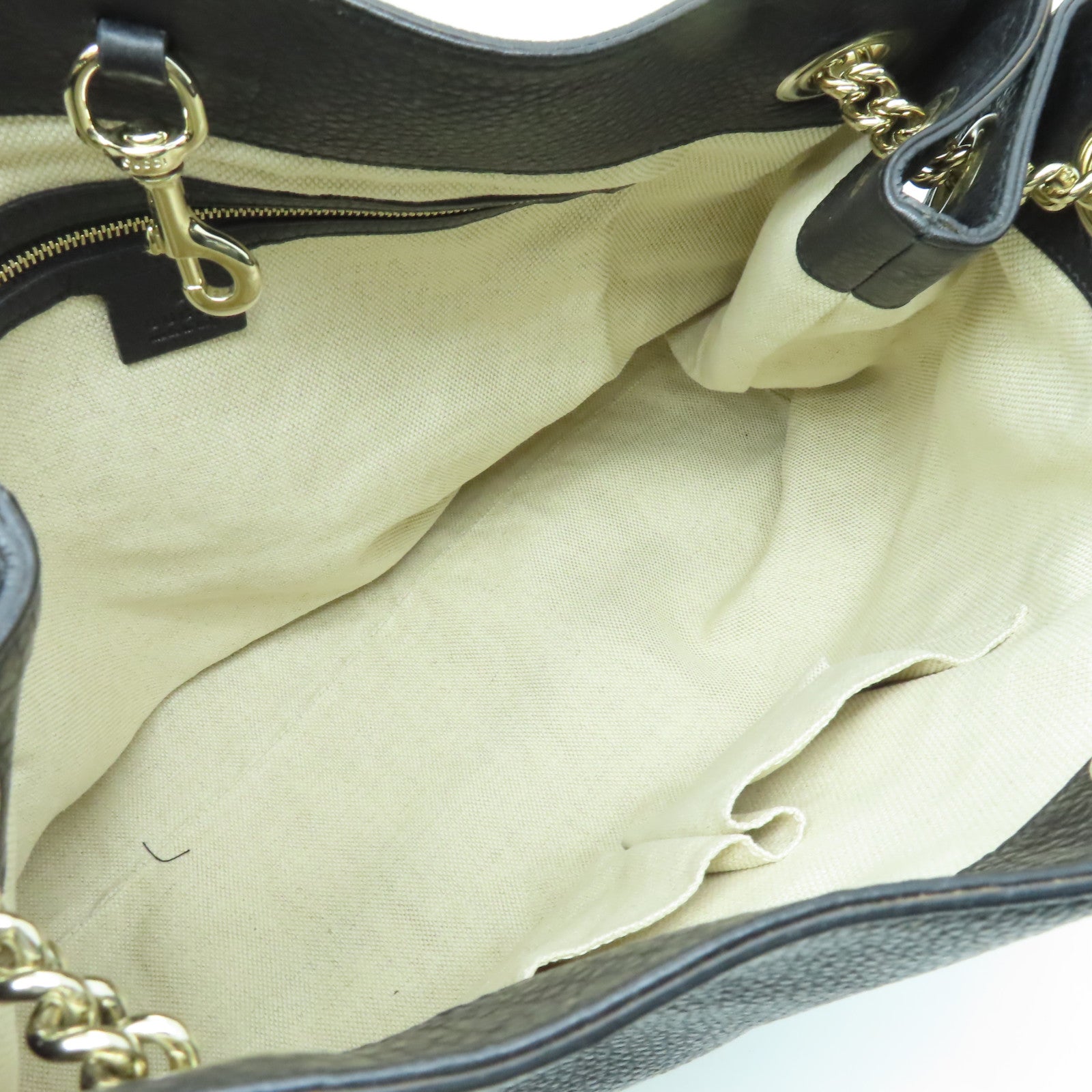 GUCCI 牛皮皮革Soho Chain Shoulder Bag金扣鏈帶肩背袋黑色