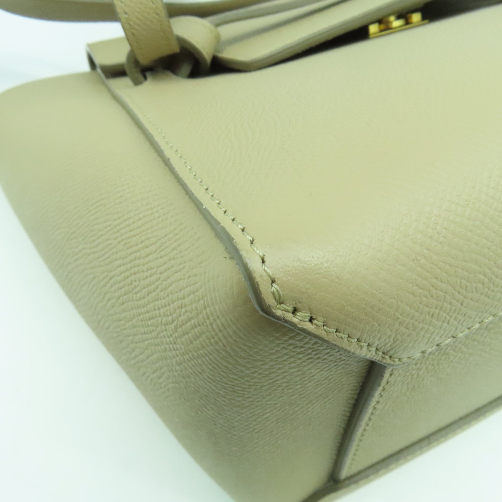 CELINE 牛皮皮革Belt Bag金扣手挽肩背兩用袋米色