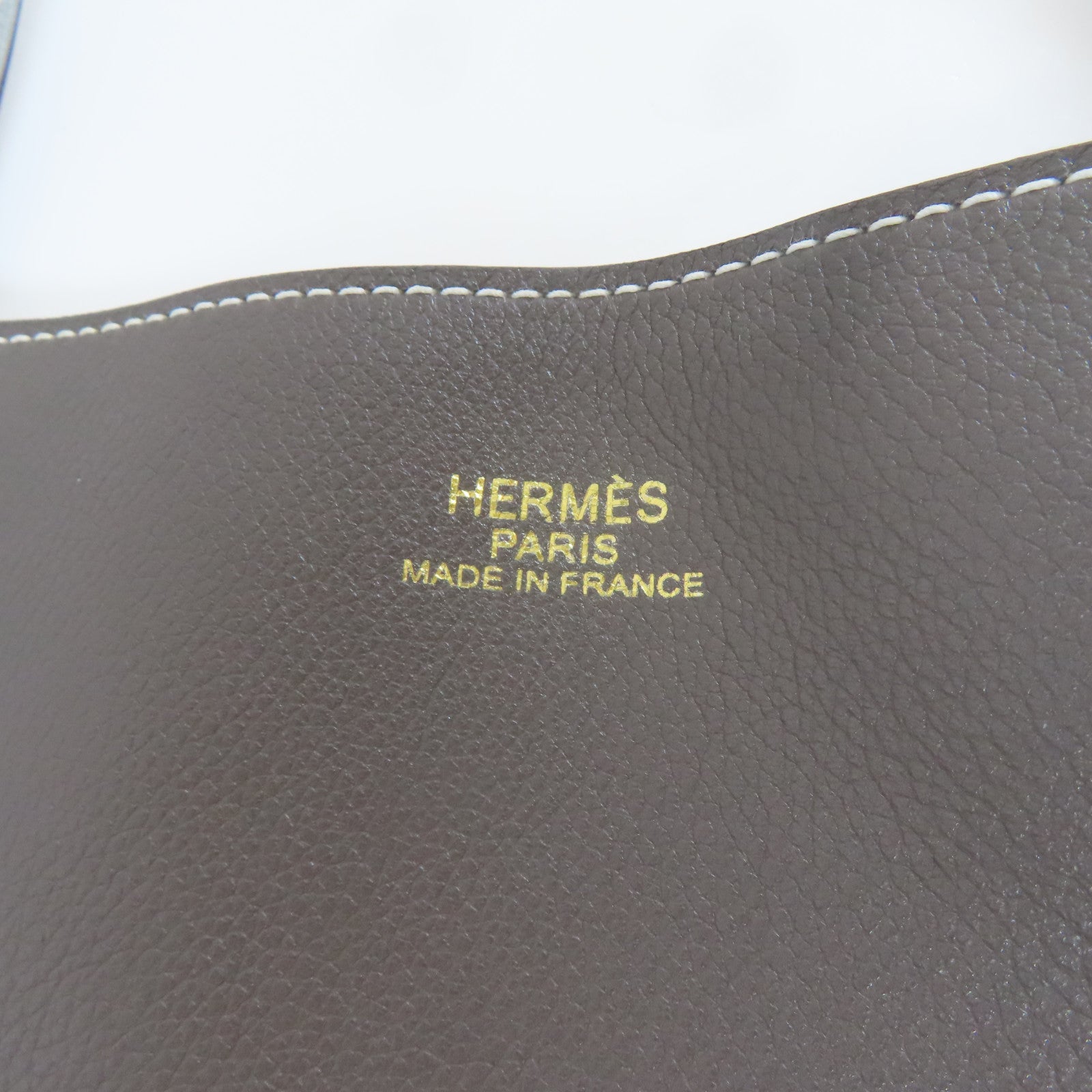 HERMES Clemence皮革Double Sens手挽袋灰色