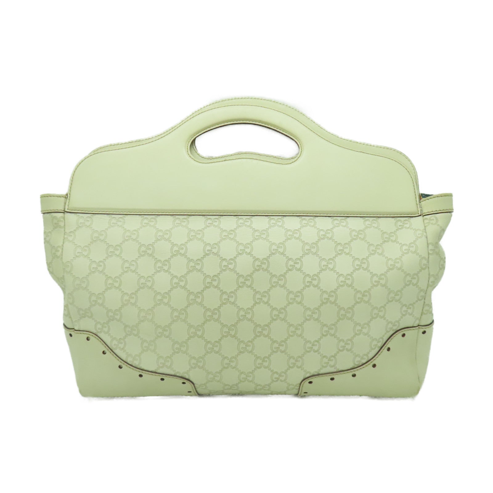 GUCCI Guccissima皮革Hand Bag金扣手挽袋白色