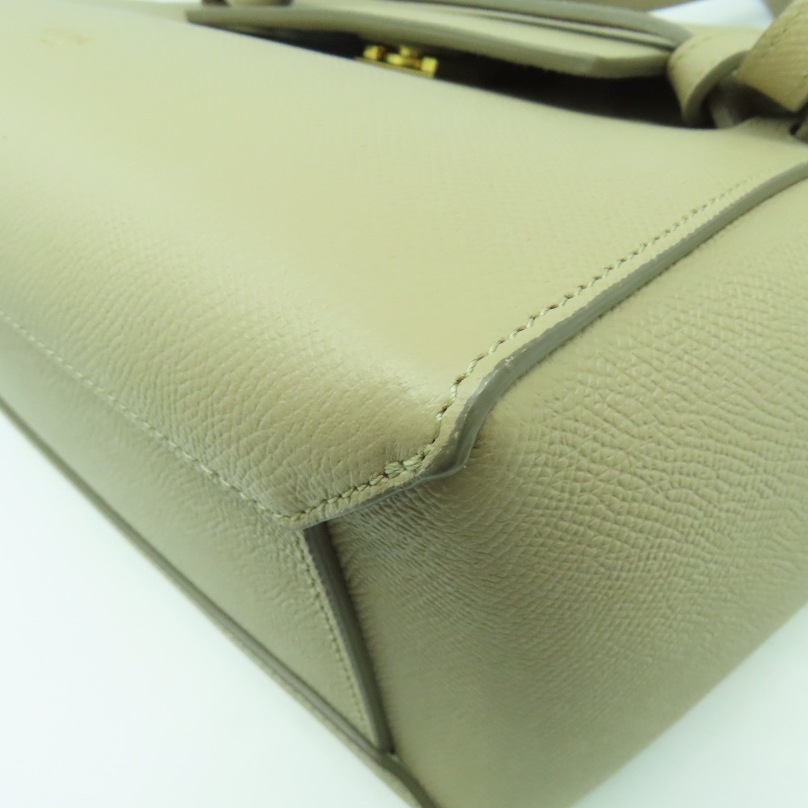 CELINE 牛皮皮革Belt Bag金扣手挽肩背兩用袋米色