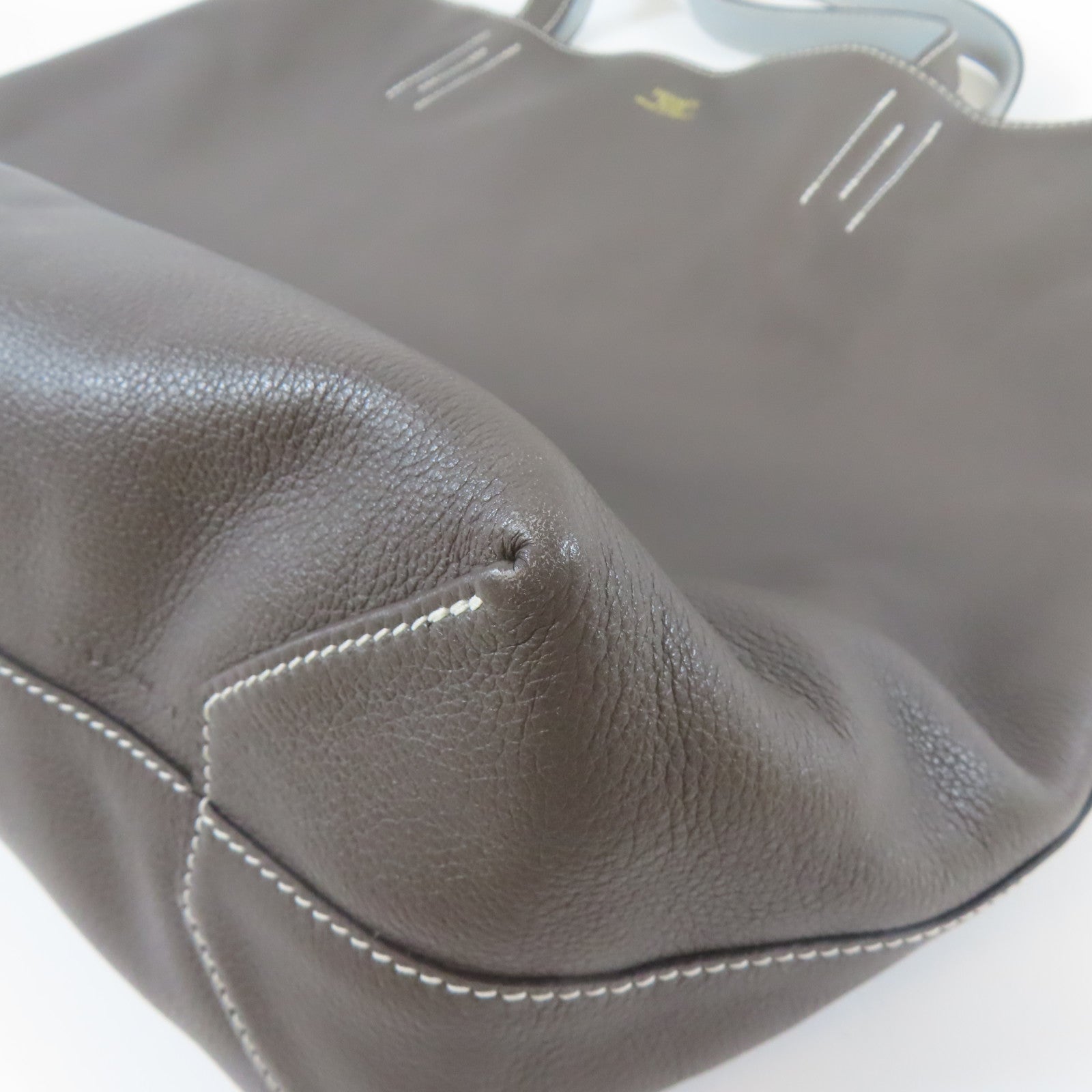 HERMES Clemence皮革Double Sens手挽袋灰色