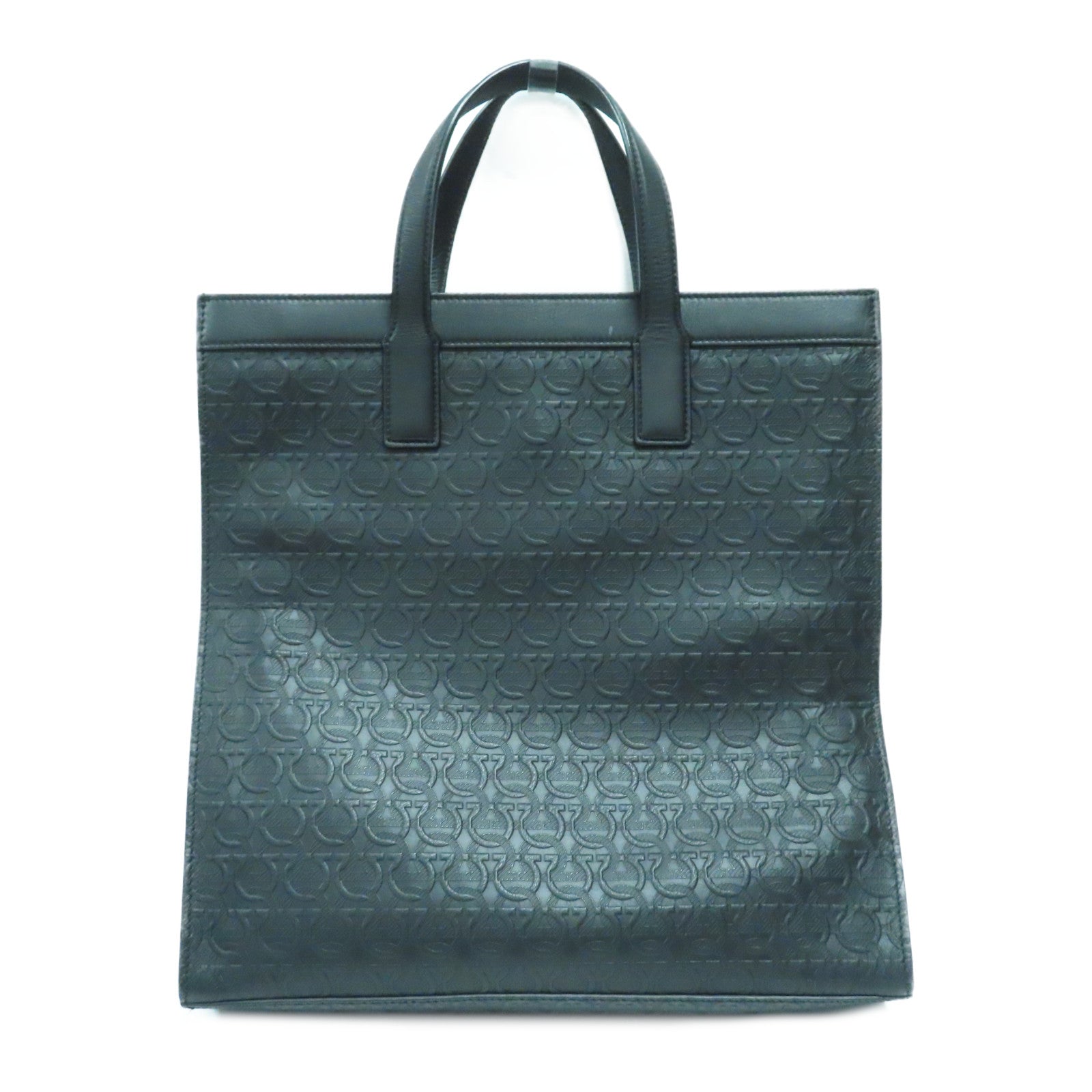 Salvatore Ferragamo 牛皮皮革Tote Bag銀扣手挽肩背兩用袋黑色