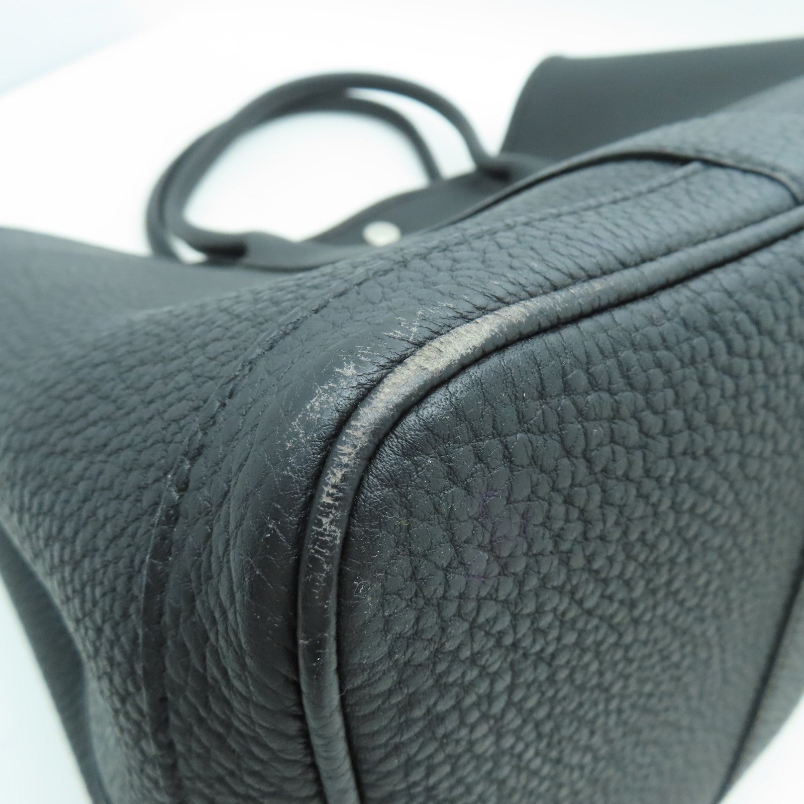 HERMES Negonda皮革GardenParty PM銀扣手挽袋Noir黑色