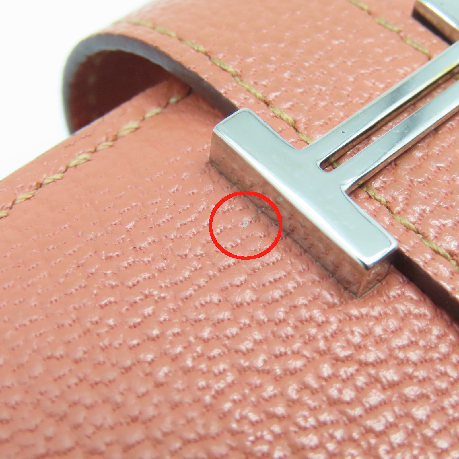 HERMES Chevre皮革Bearn Wallet銀扣長錢包粉紅色