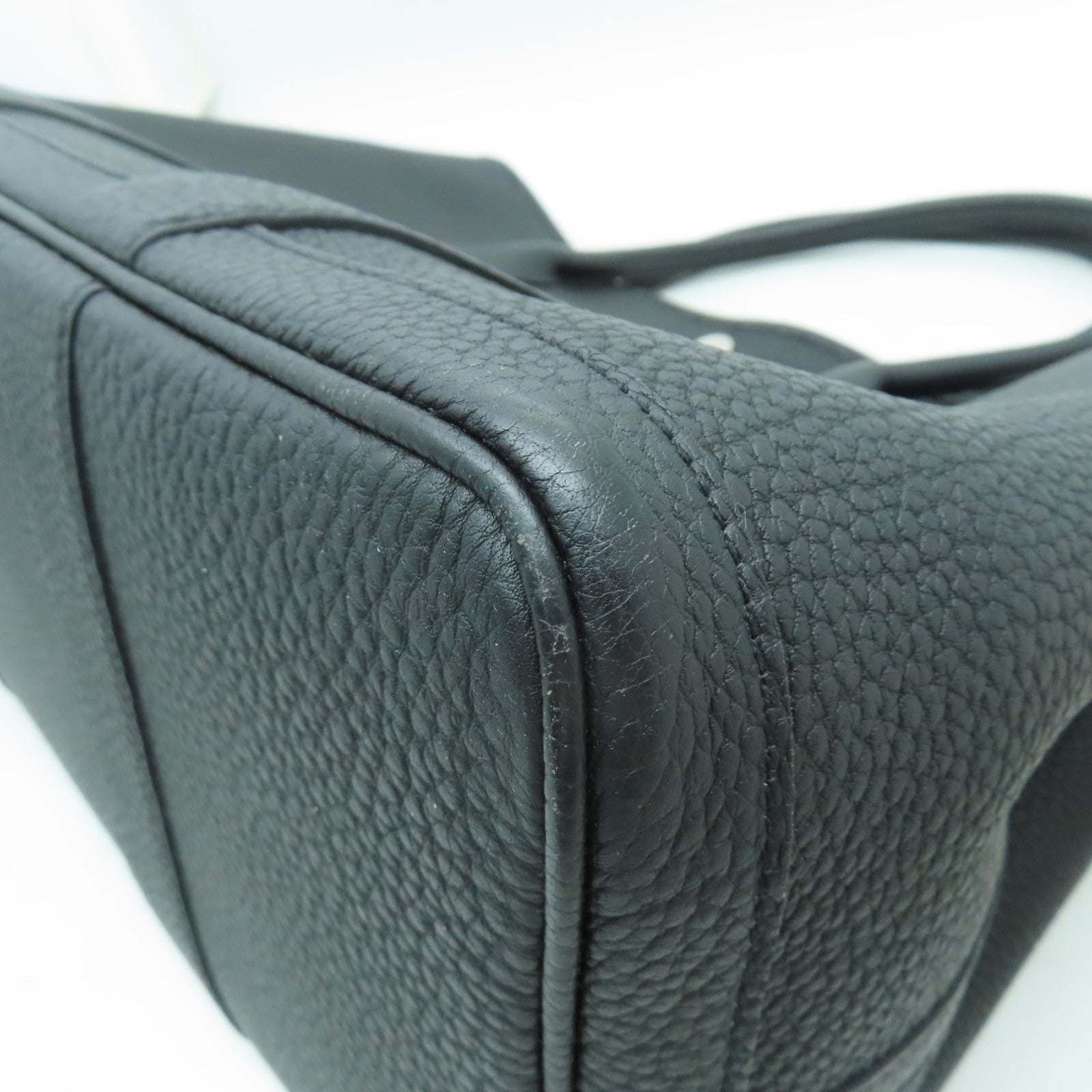 HERMES Negonda皮革GardenParty PM銀扣手挽袋Noir黑色