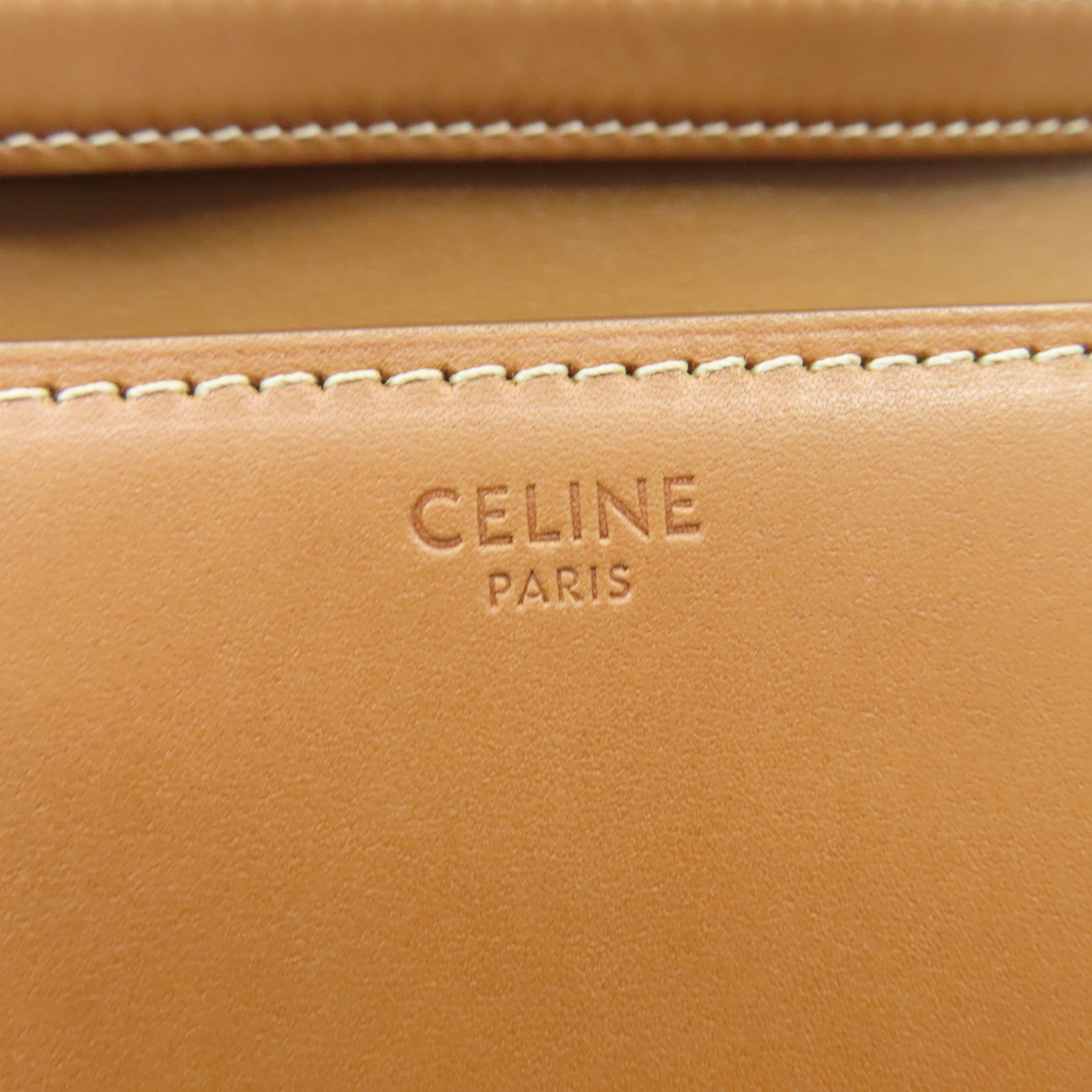 CELINE 牛皮皮革Shoulder Bag金扣肩背袋啡色