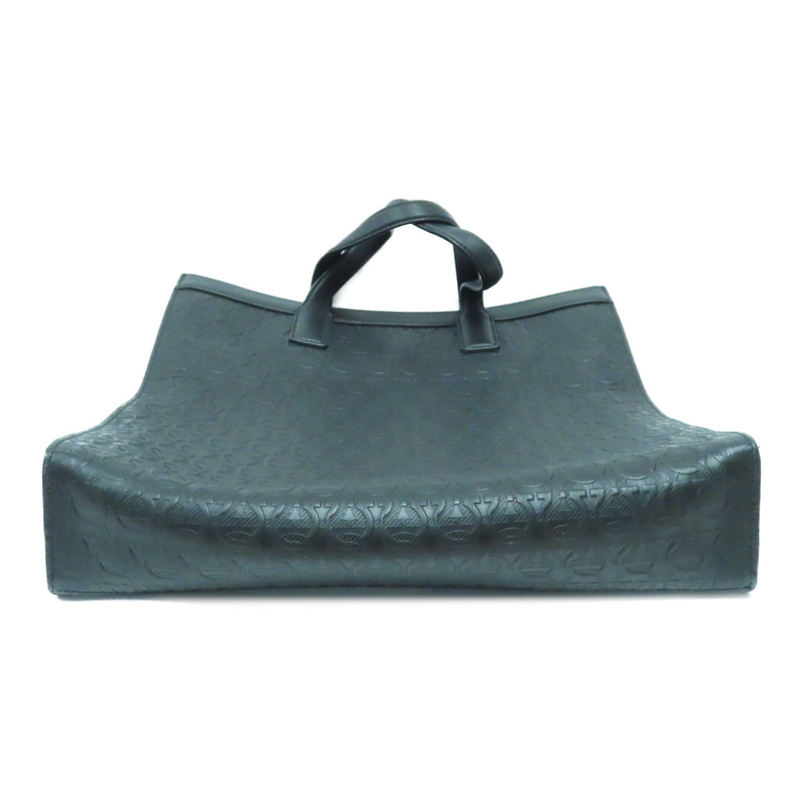 Salvatore Ferragamo 牛皮皮革Tote Bag銀扣手挽肩背兩用袋黑色