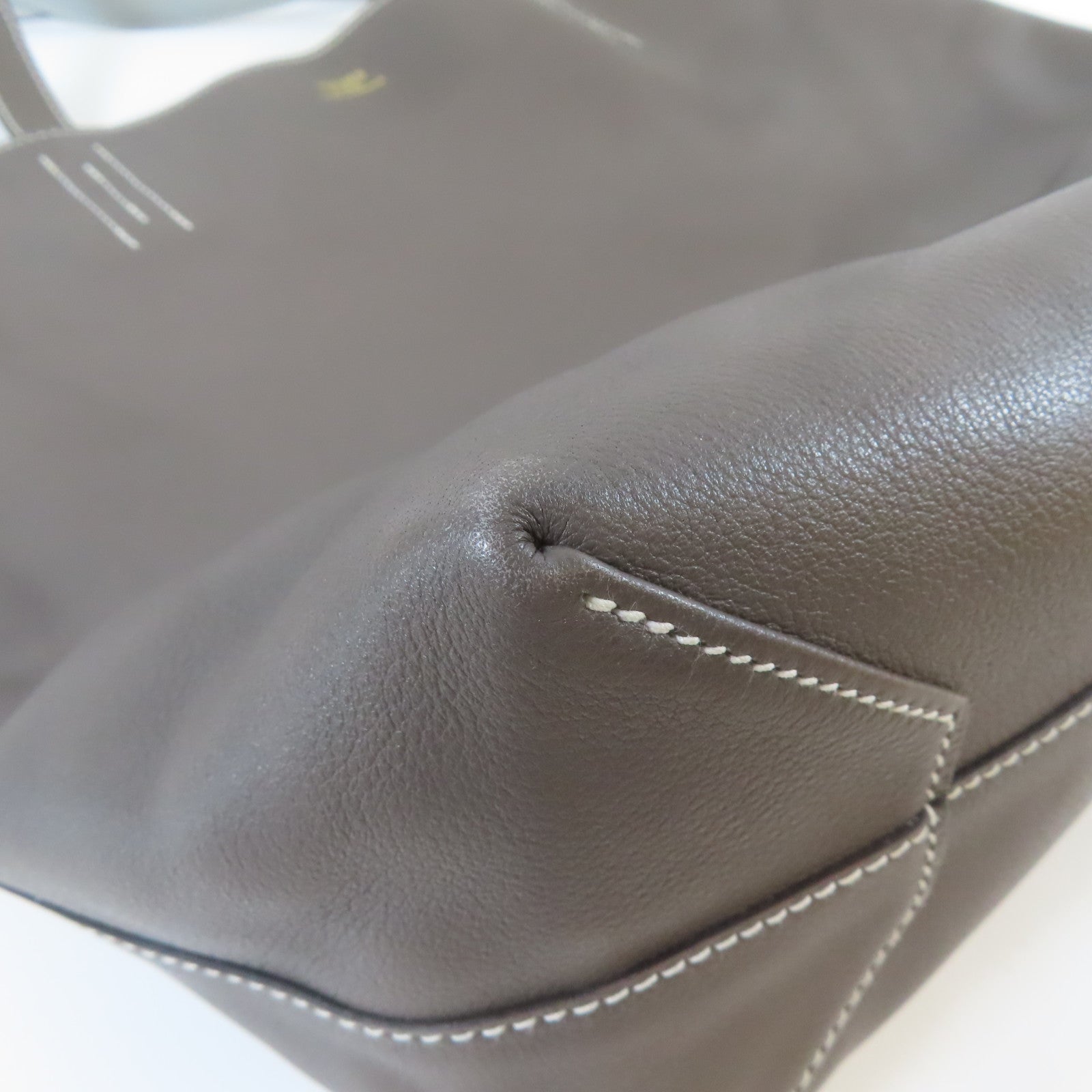 HERMES Clemence皮革Double Sens手挽袋灰色