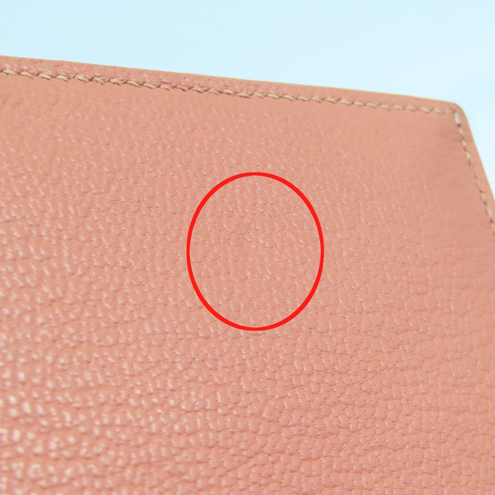 HERMES Chevre皮革Bearn Wallet銀扣長錢包粉紅色