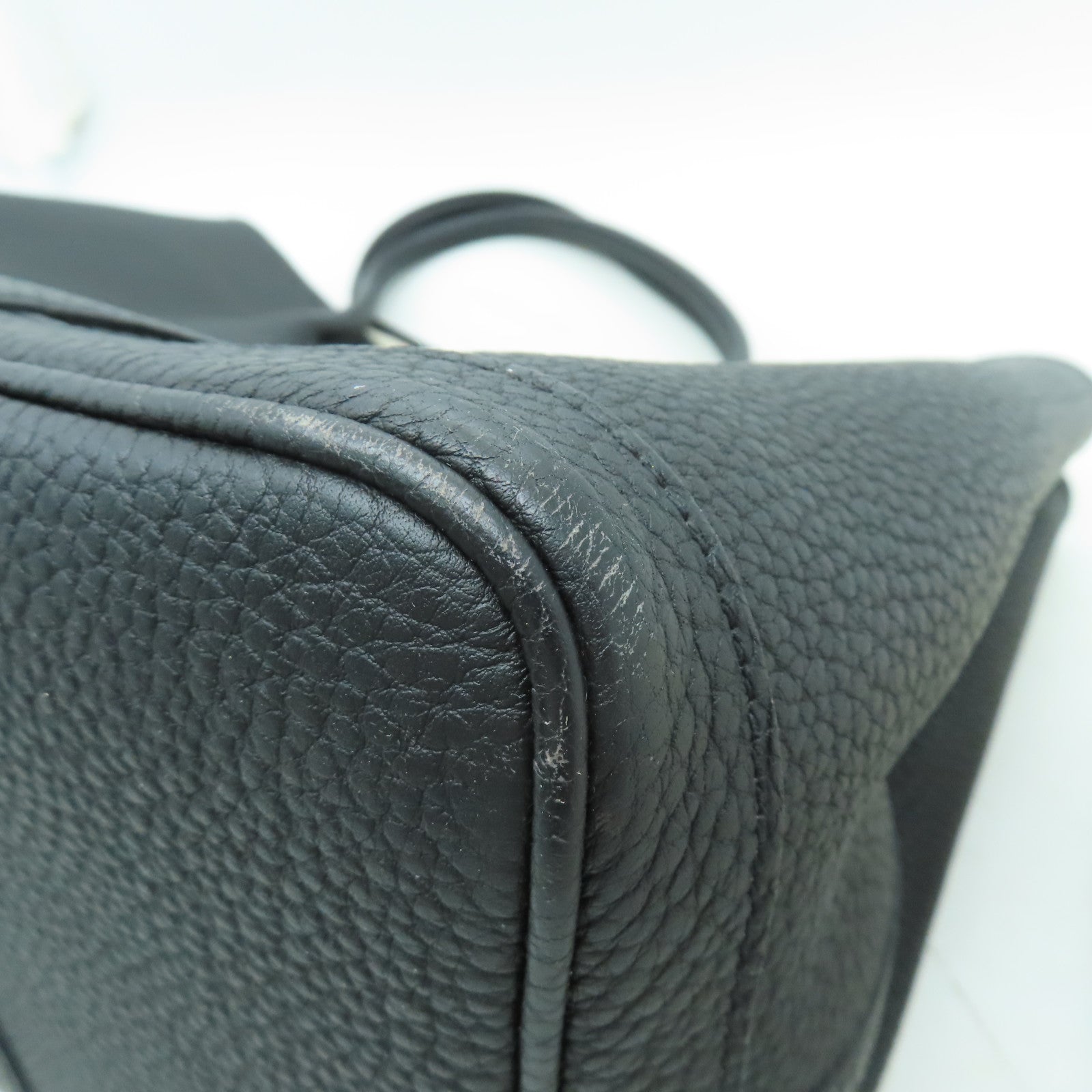 HERMES Negonda皮革GardenParty PM銀扣手挽袋Noir黑色