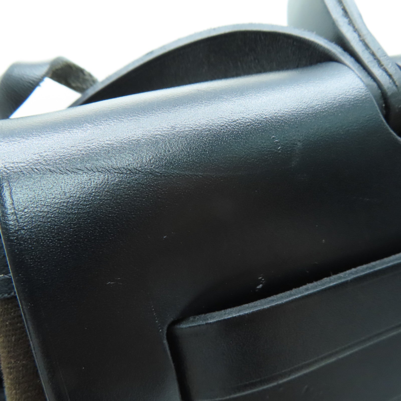 HERMES 【激減優惠】帆布Herbag 31銀扣手挽肩背兩用袋Ebene/Noir黑色/啡色